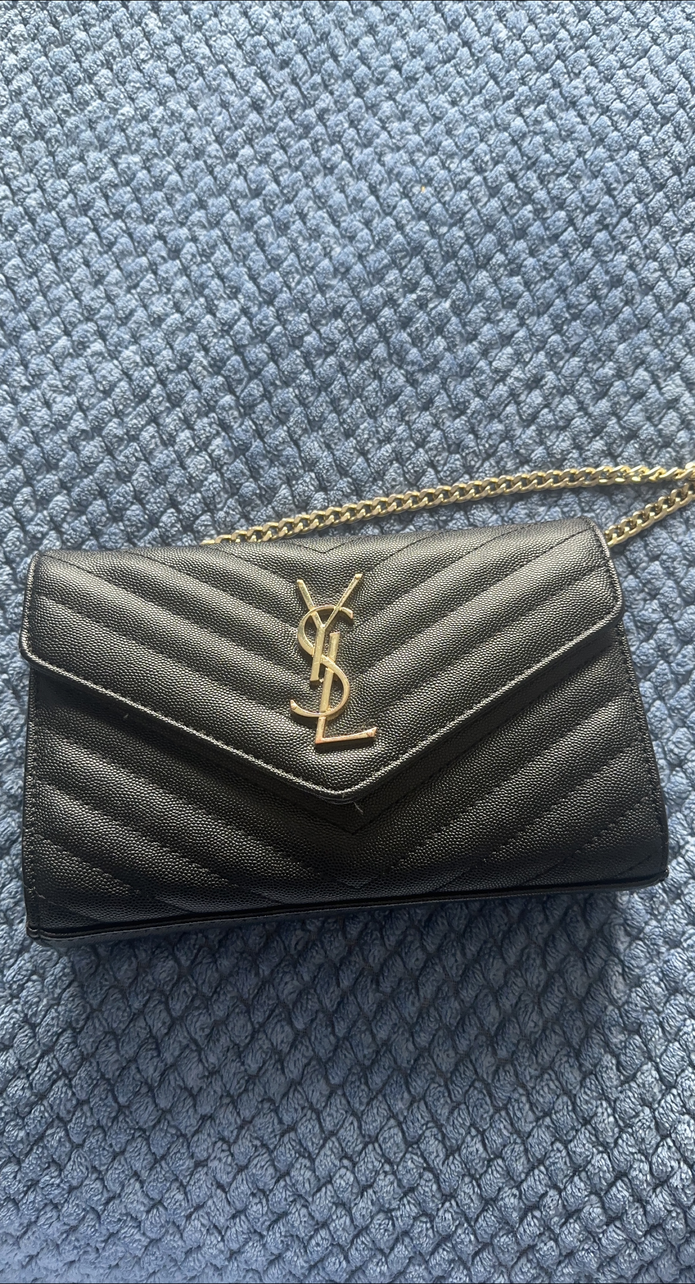 Crossbody Black Leather Wallet on Chain thumbnail