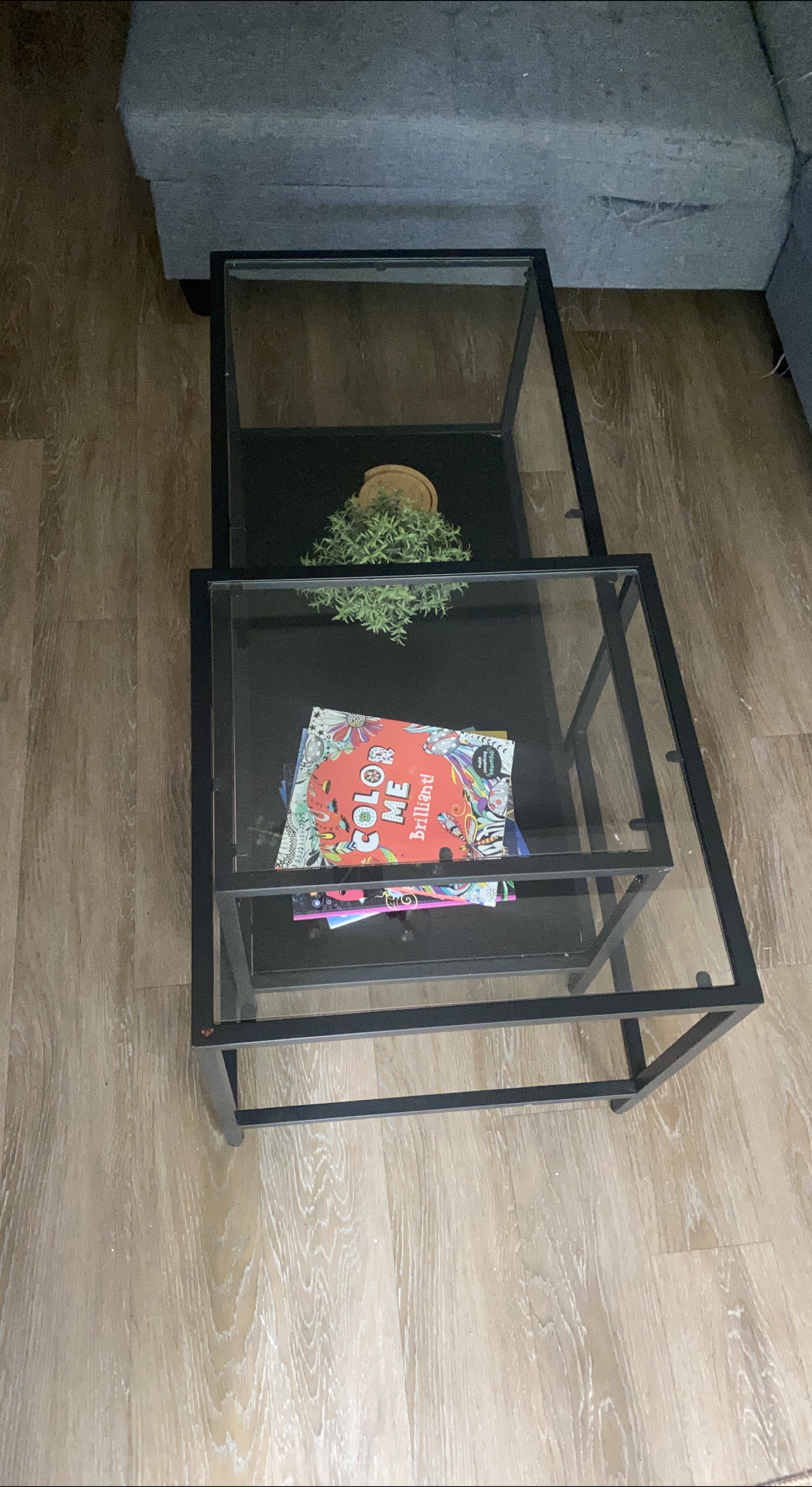 Nesting Coffee Tables - Black Frame, Glass Top
