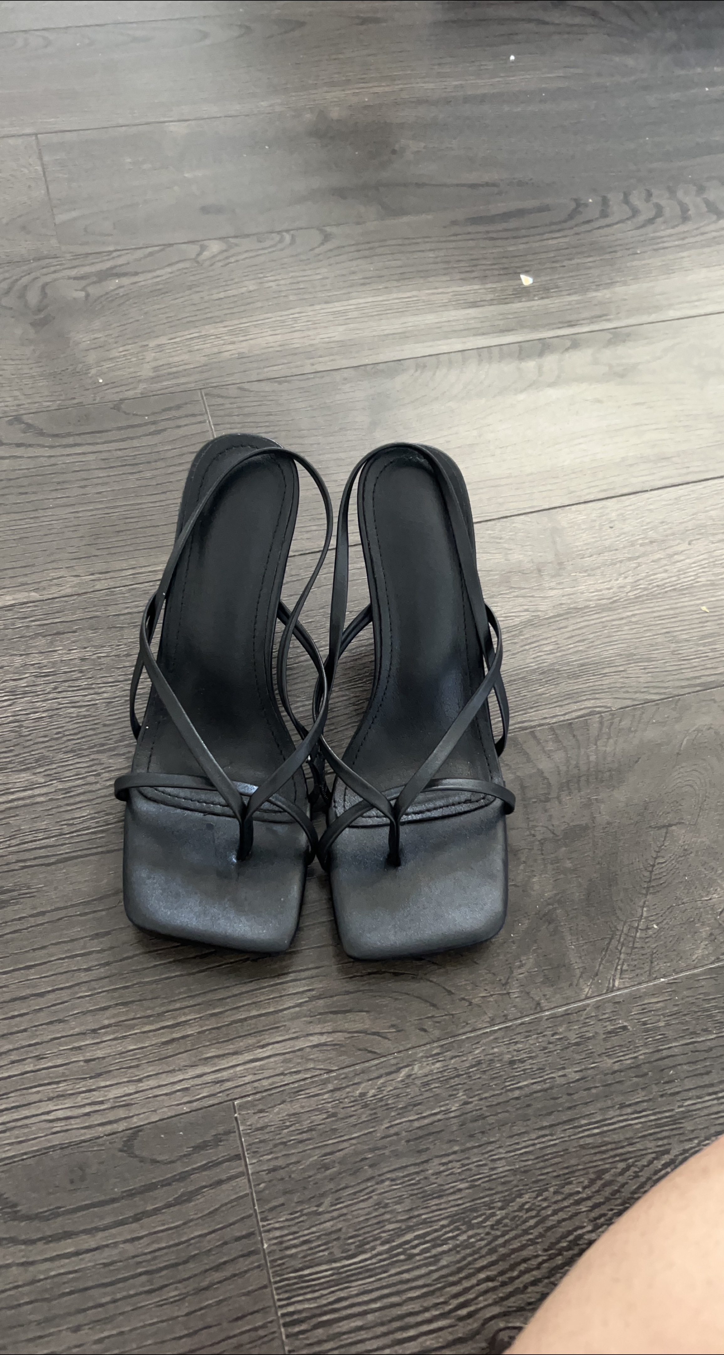 Black Strappy Heeled Sandals - Size 6