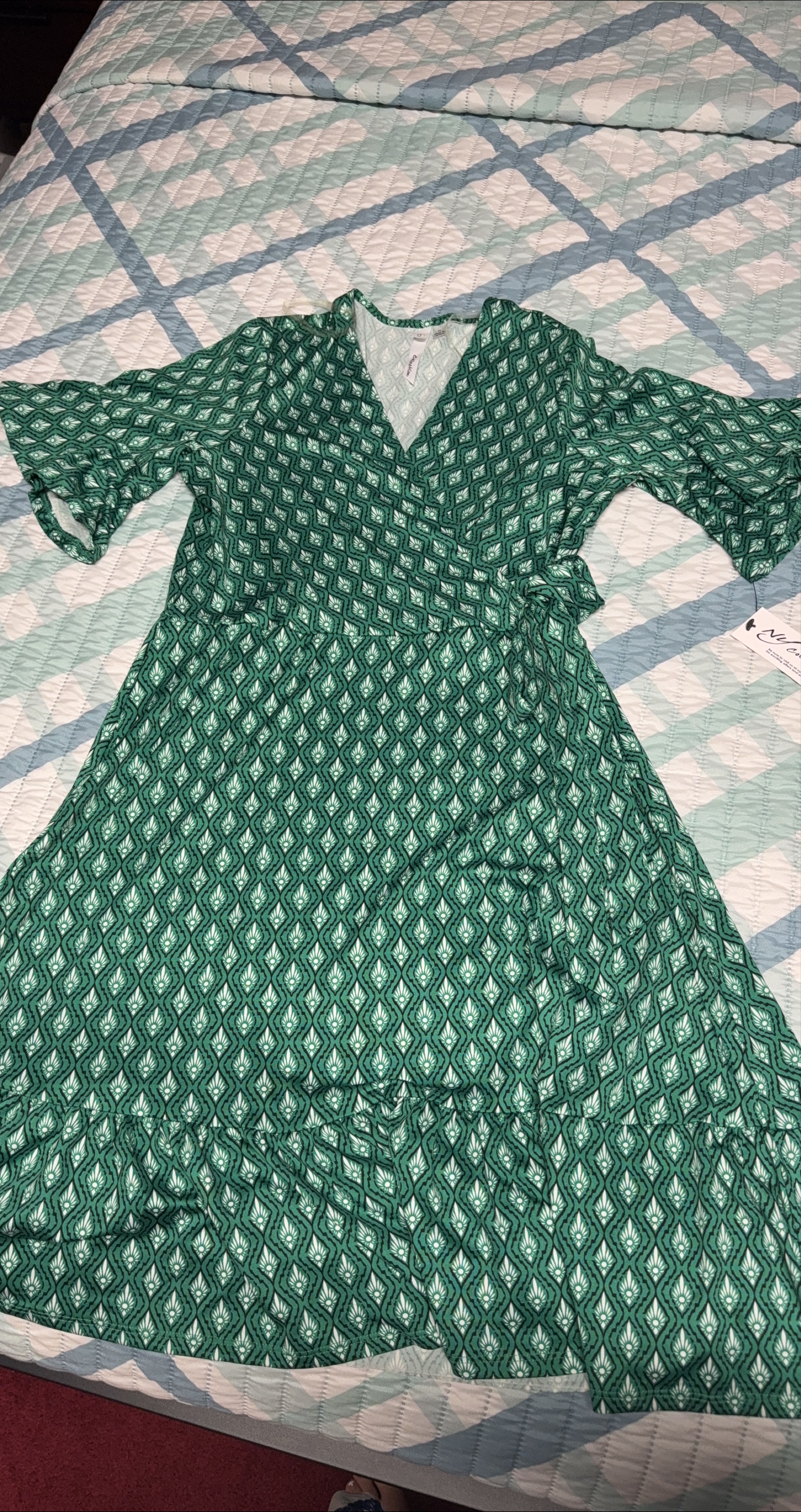 NY collection Green Wrap Dress thumbnail
