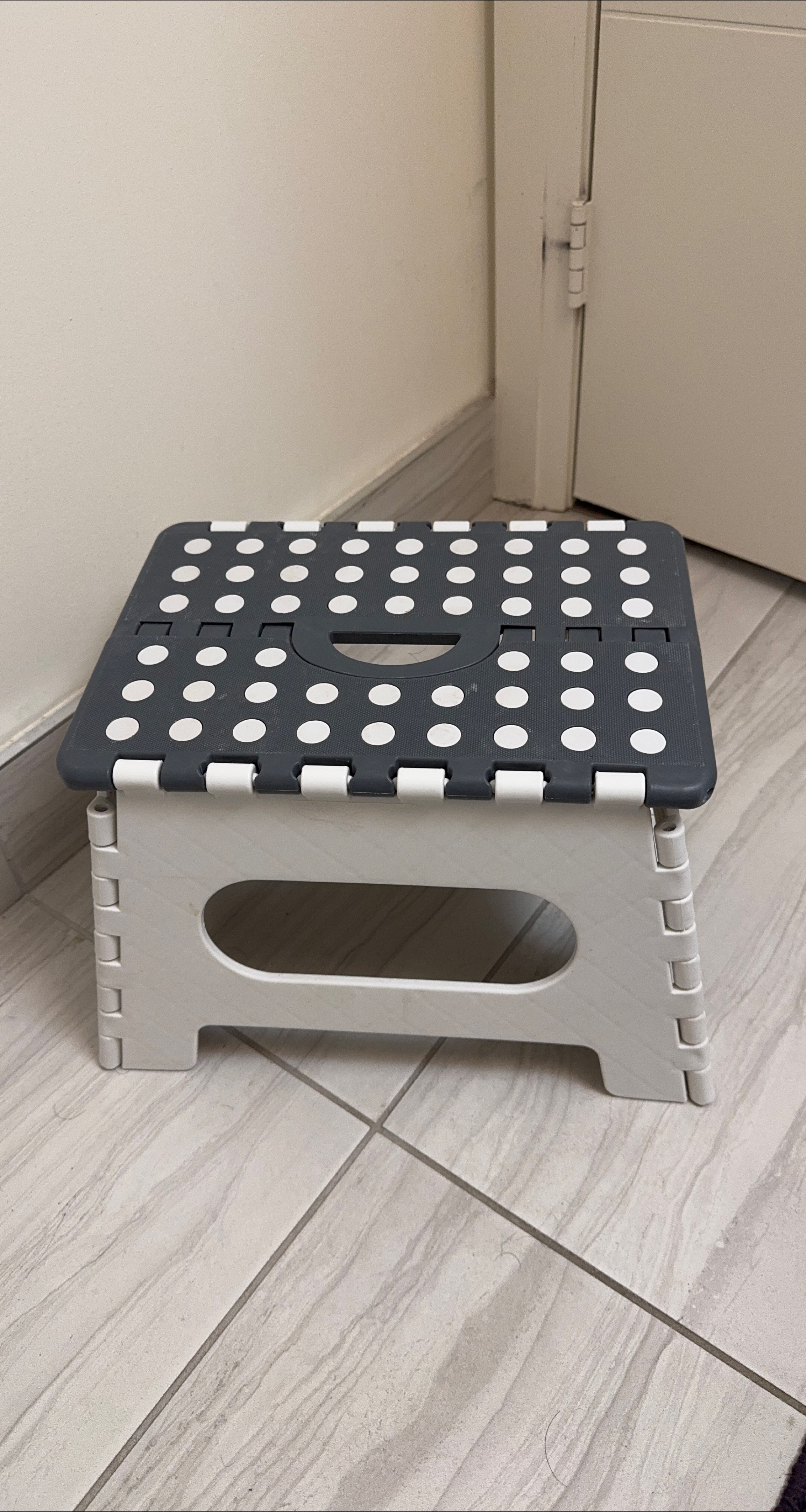 Folding Step Stool - Grey & White