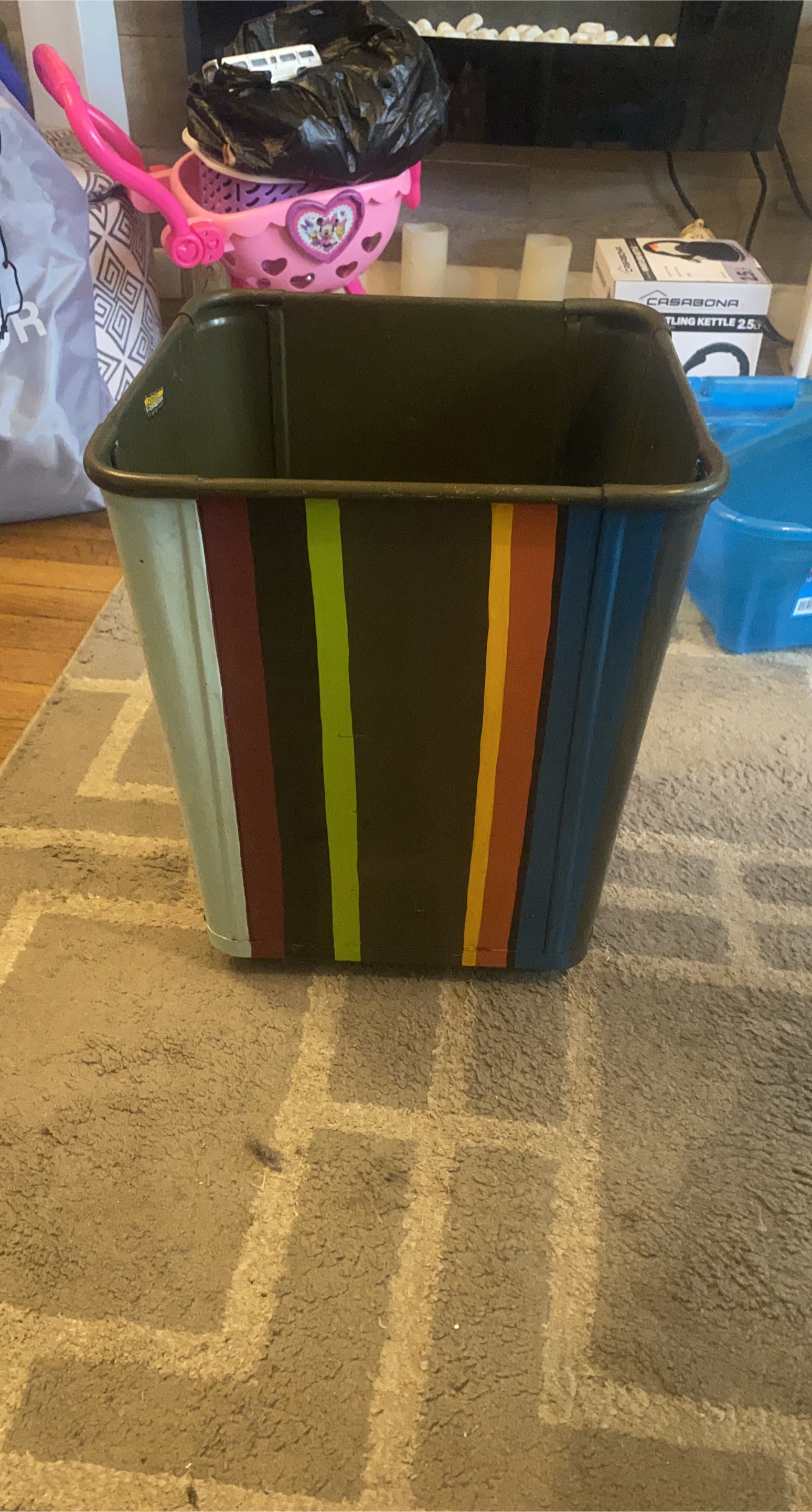 Colorful Striped Trash Can thumbnail