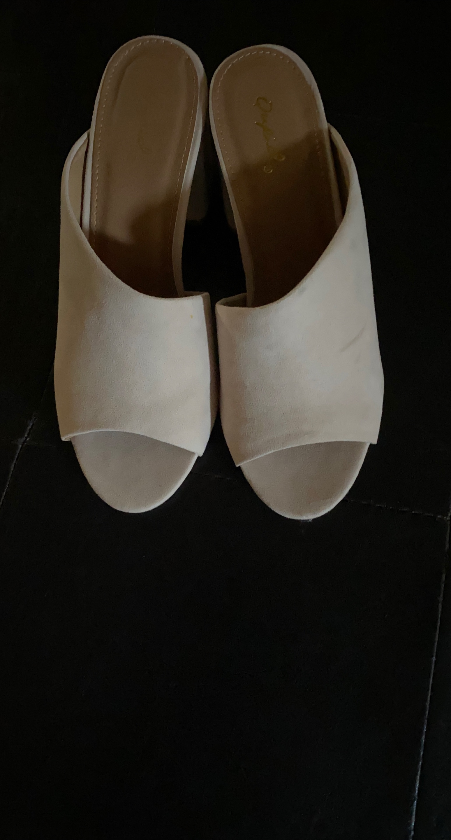 Qupid Beige Heeled Mules thumbnail