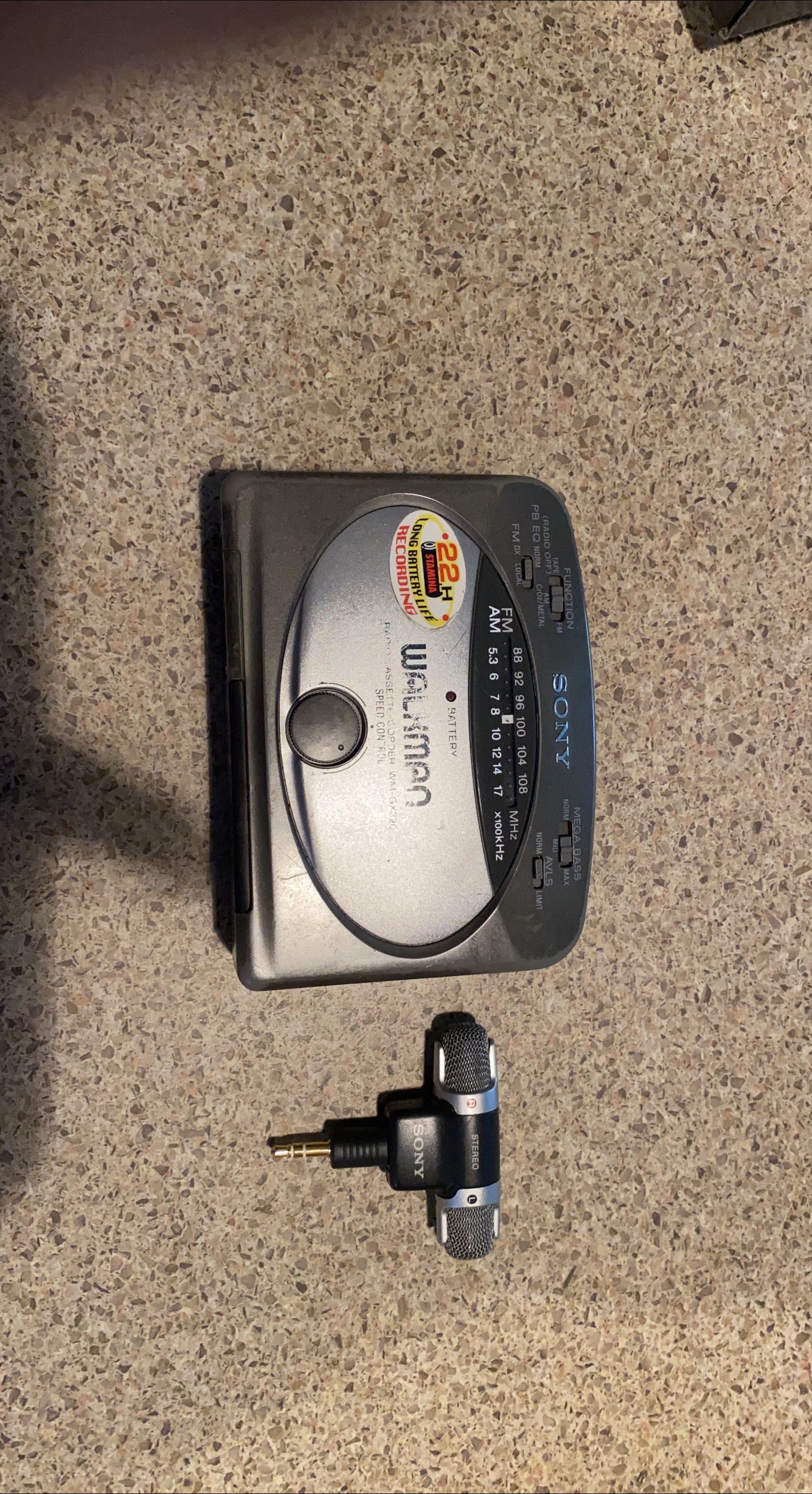 Vintage Sony Walkman WM-FX22 and Microphone