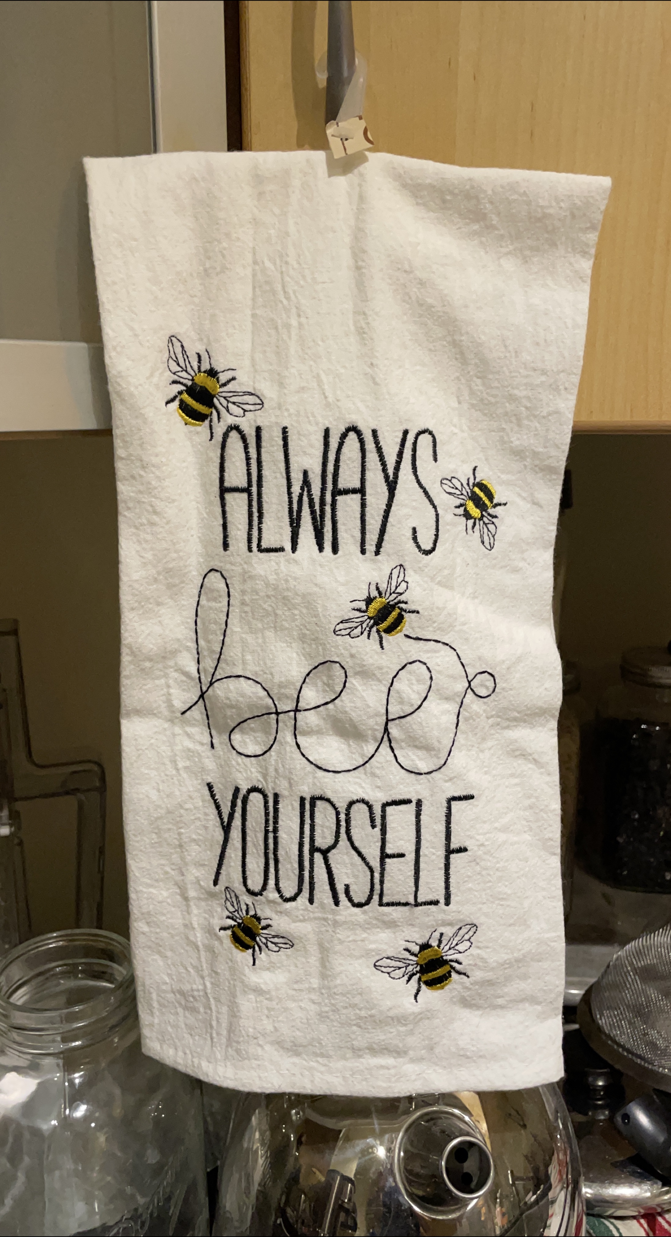 Bee Yourself Embroidered Tea Towel thumbnail
