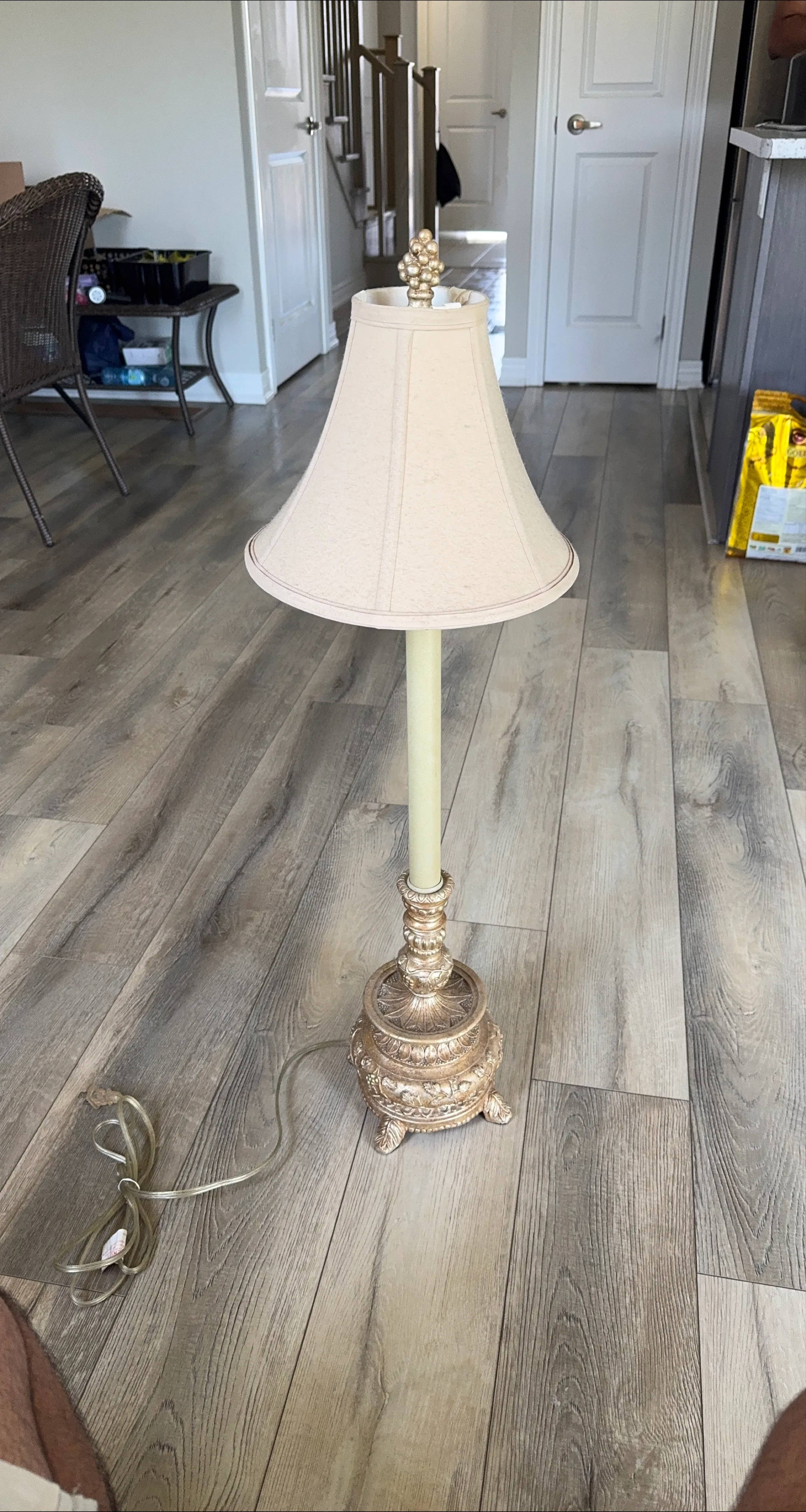 Elegant Cream & Gold Accent Lamp - no bulb