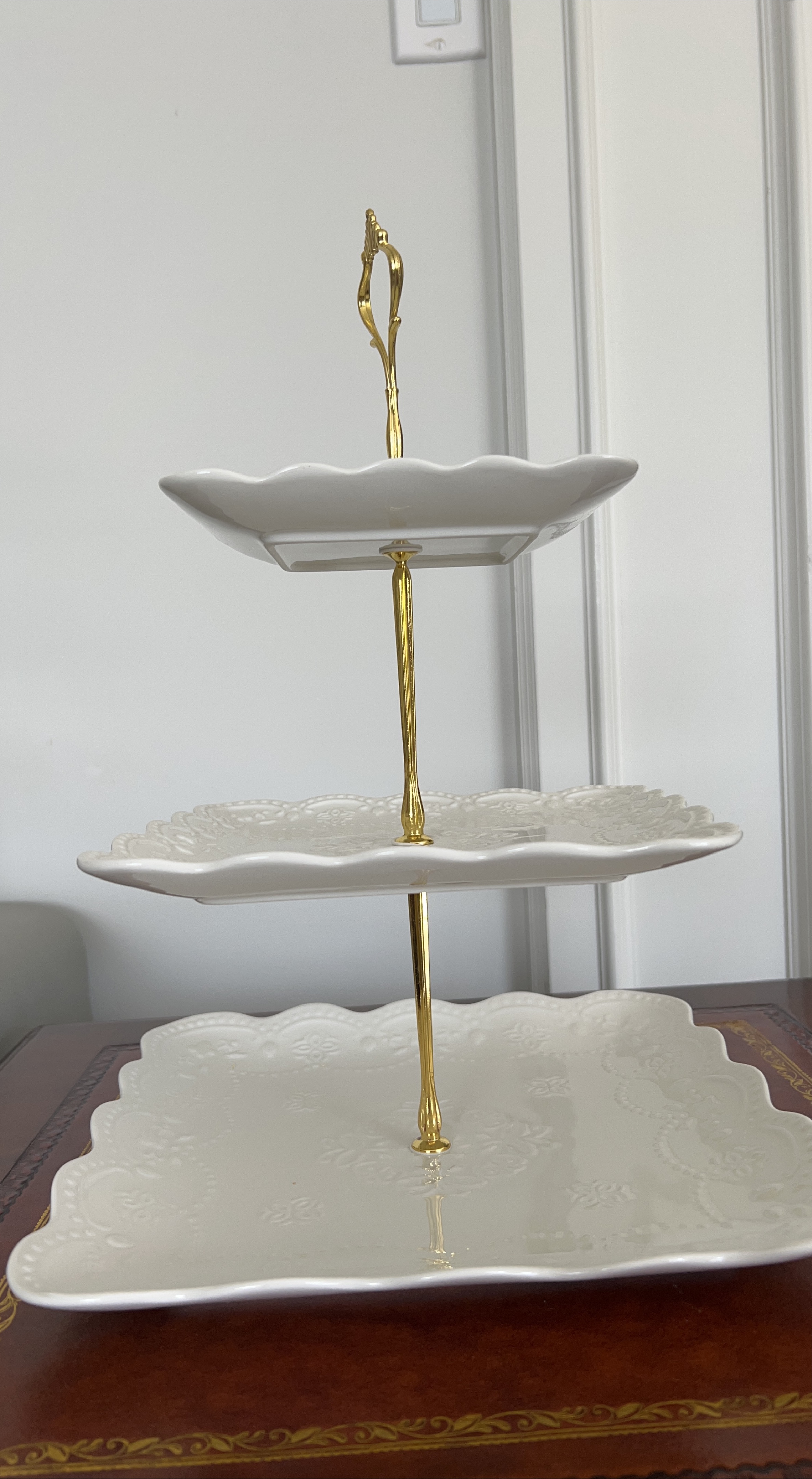 3-Tier Serving Stand - White & Gold
