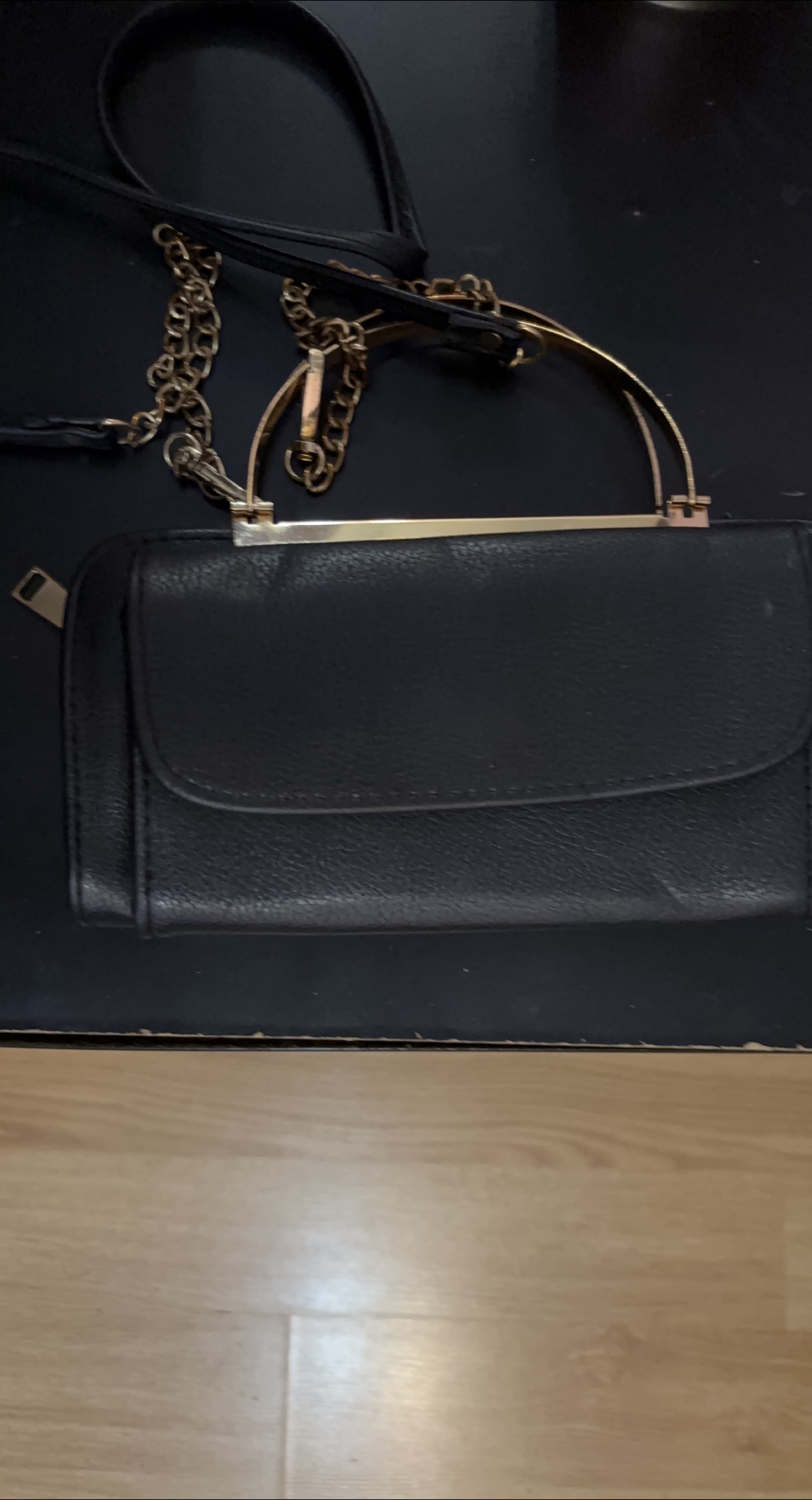Black Handbag with Gold Chain thumbnail