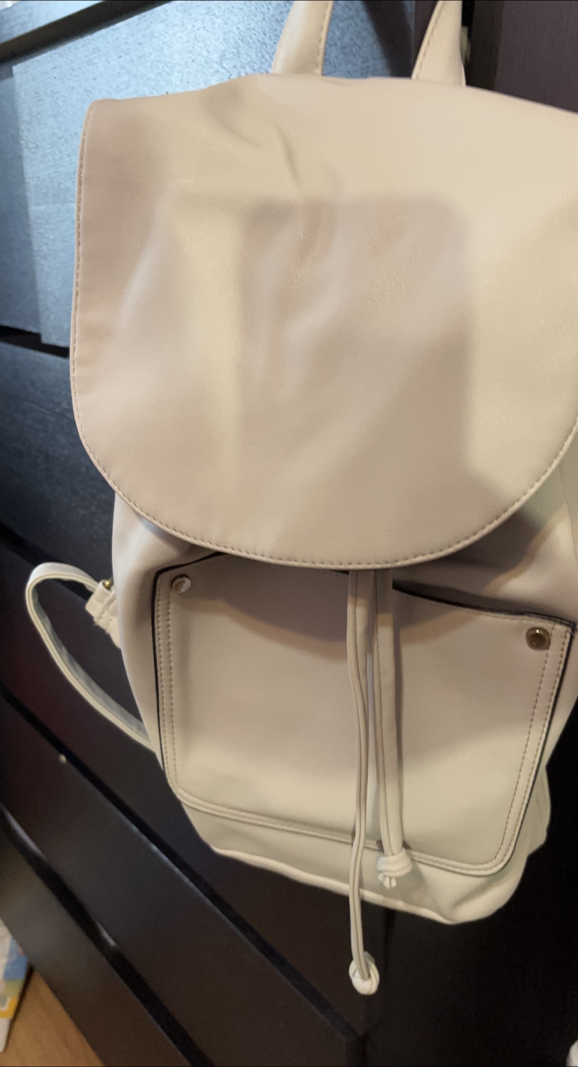 White Faux Leather Backpack thumbnail