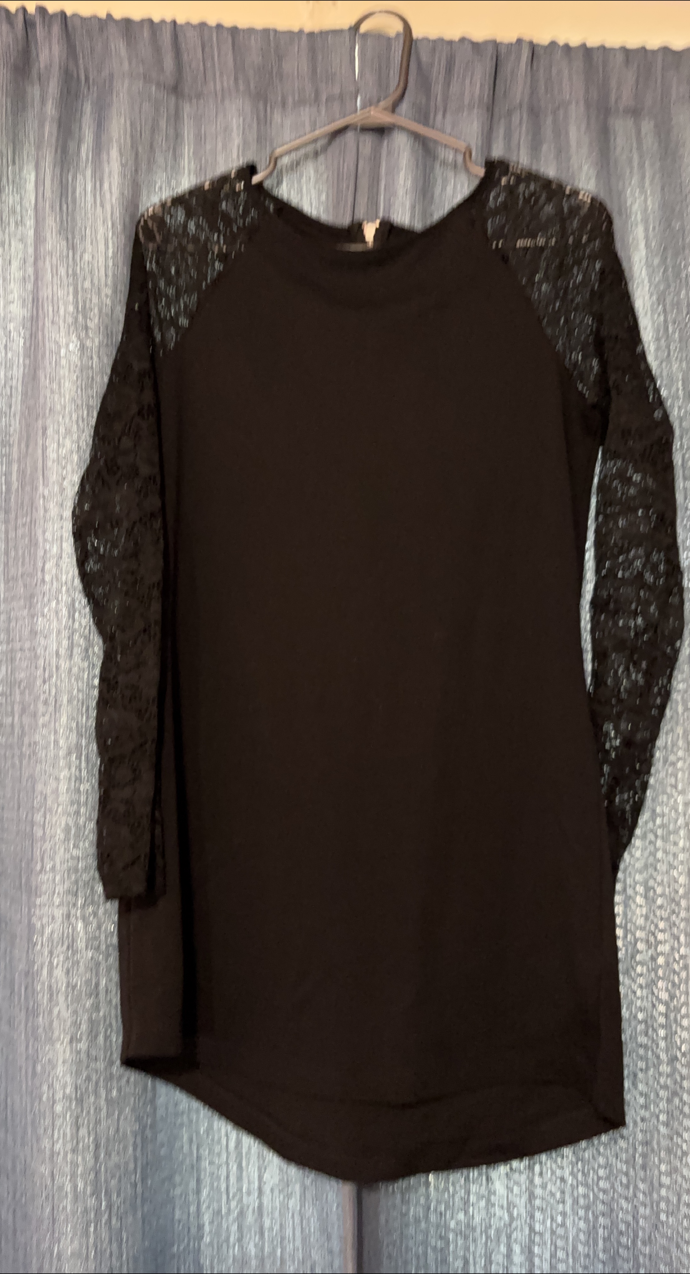 Black Long Sleeve Top with Lace Sleeves thumbnail