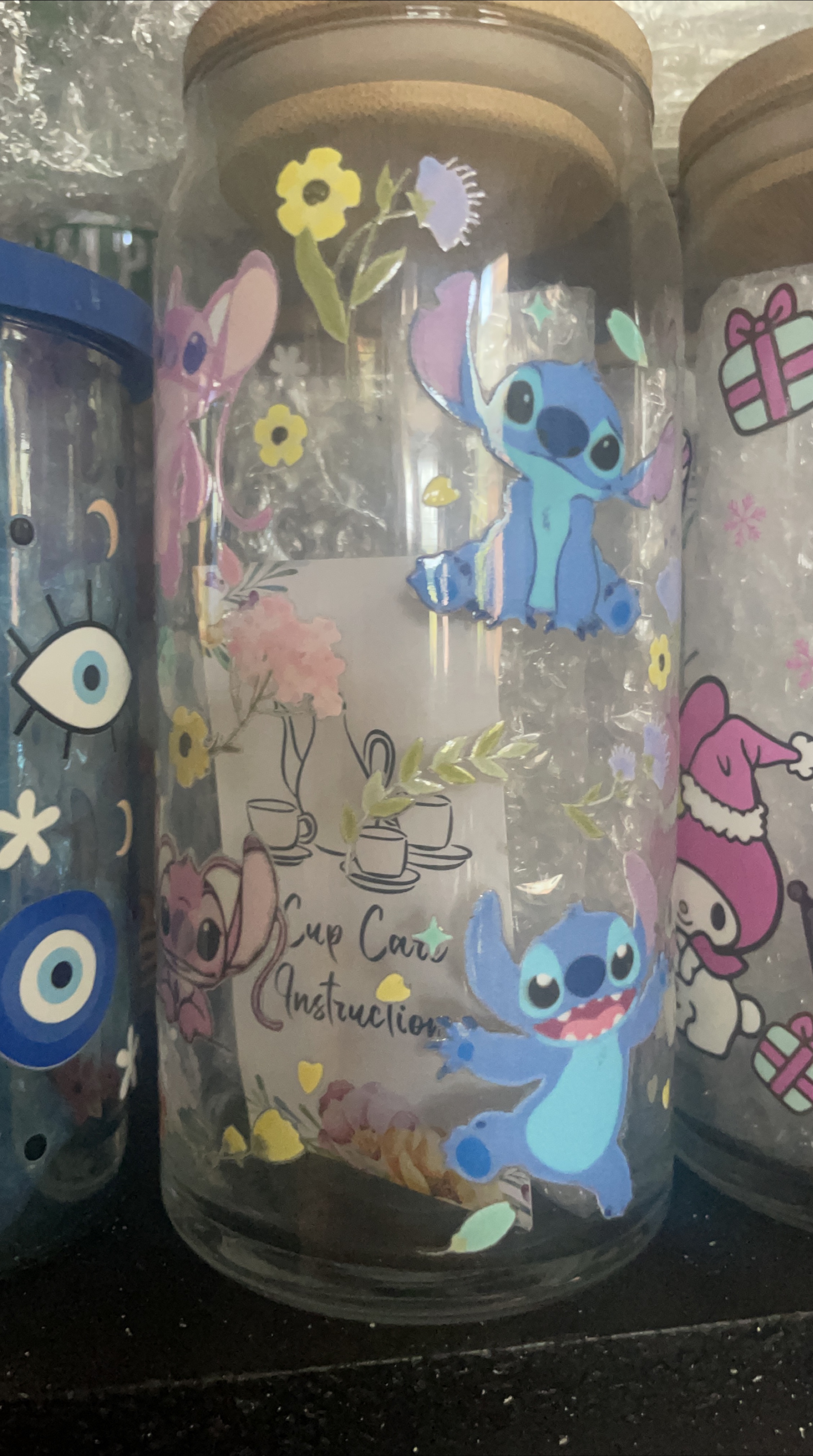 Decorated Glass Jar with Lid thumbnail