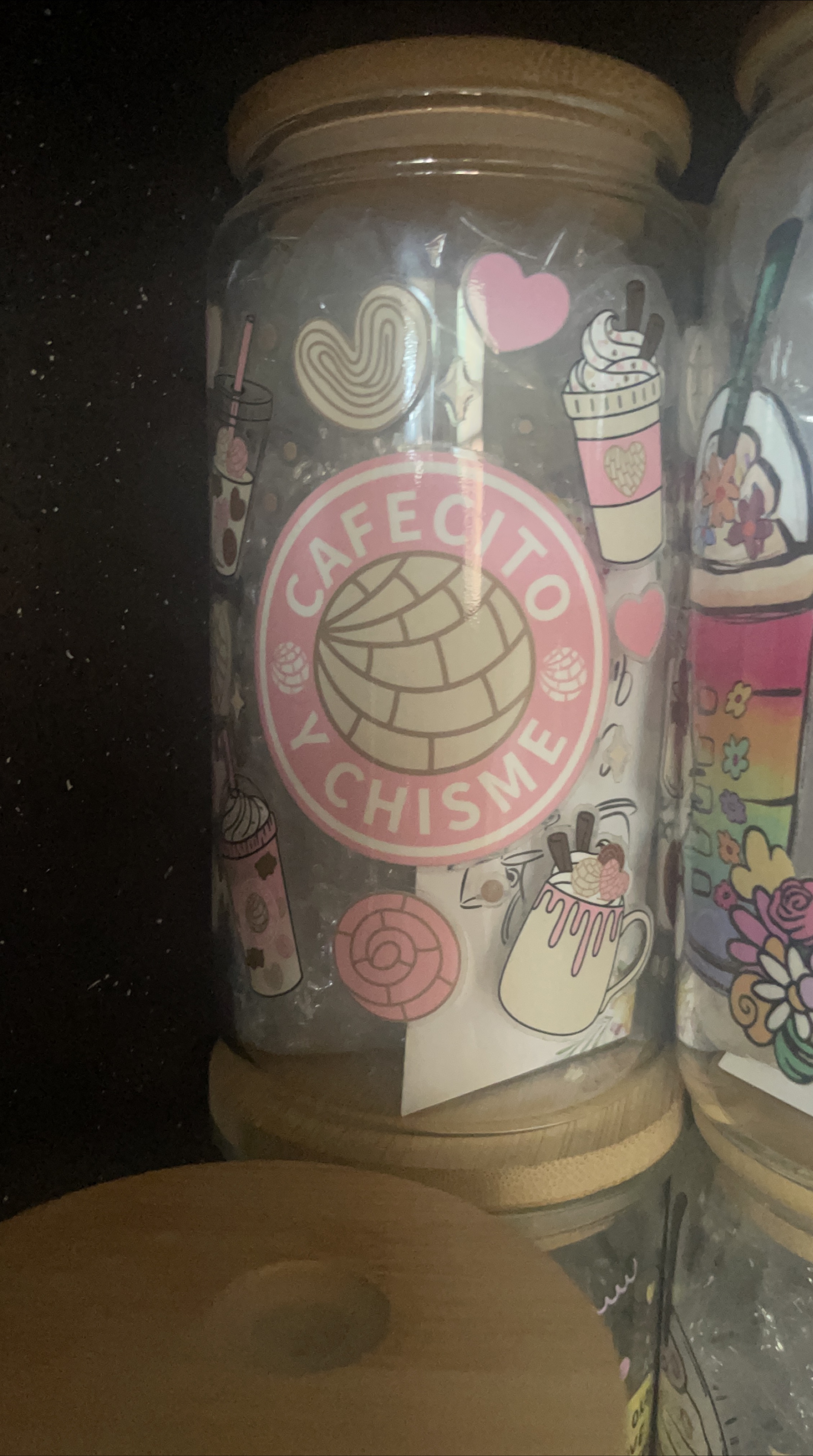 Cafecito Y Chisme Glass Jar with Lid thumbnail