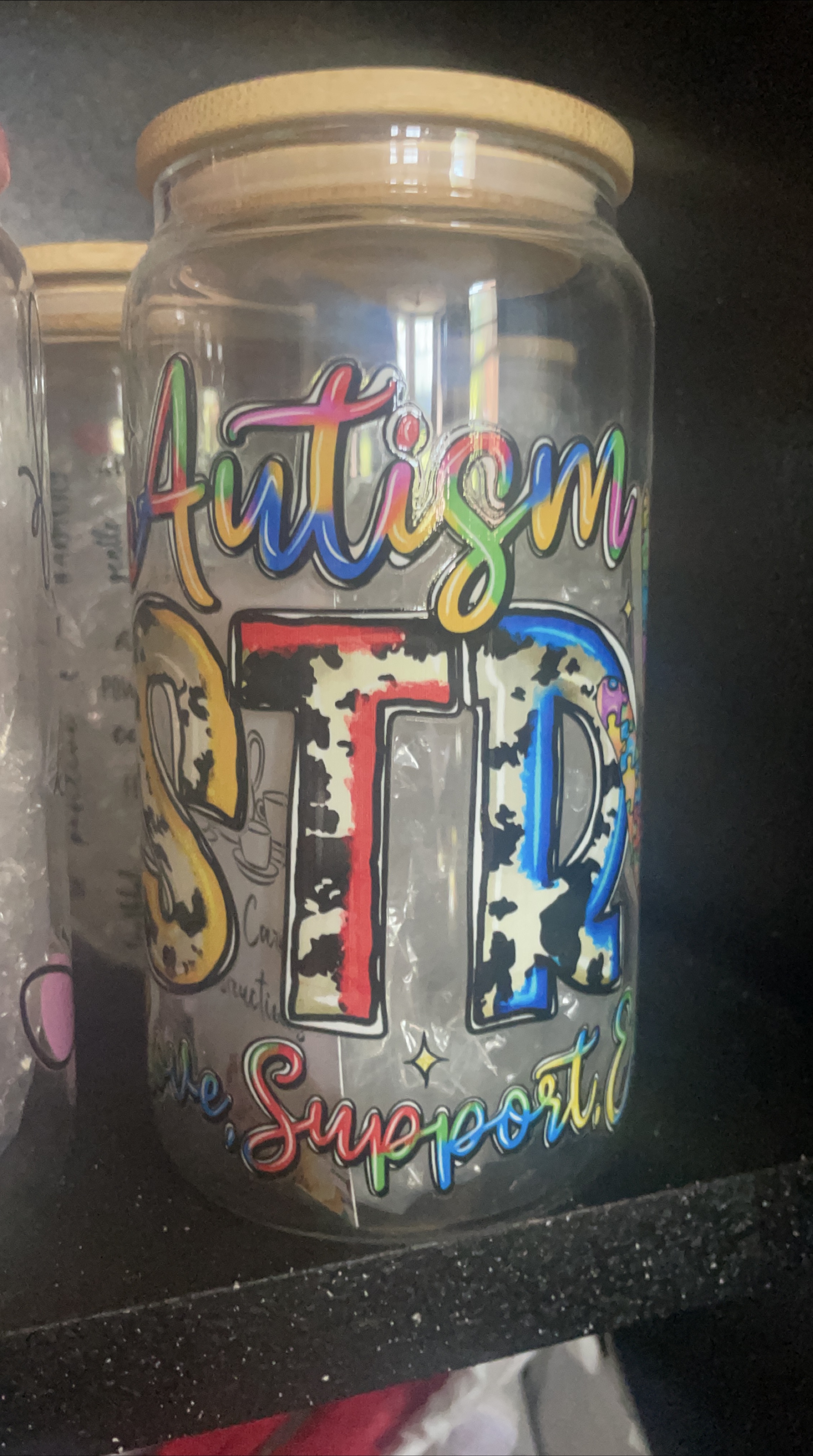 Autism Strong Glass Cup thumbnail