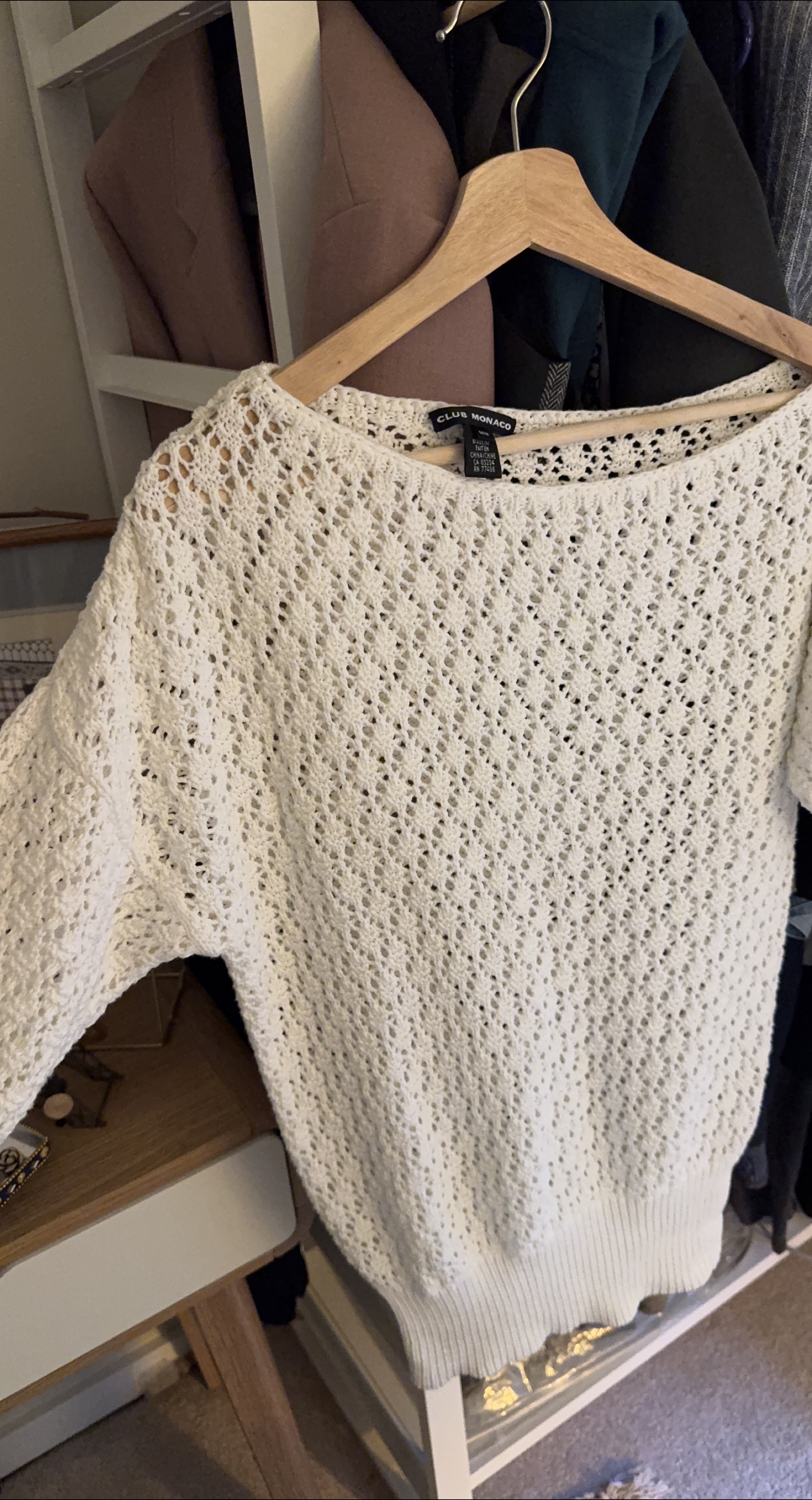 Club Monaco White Knit Sweater - Size M thumbnail
