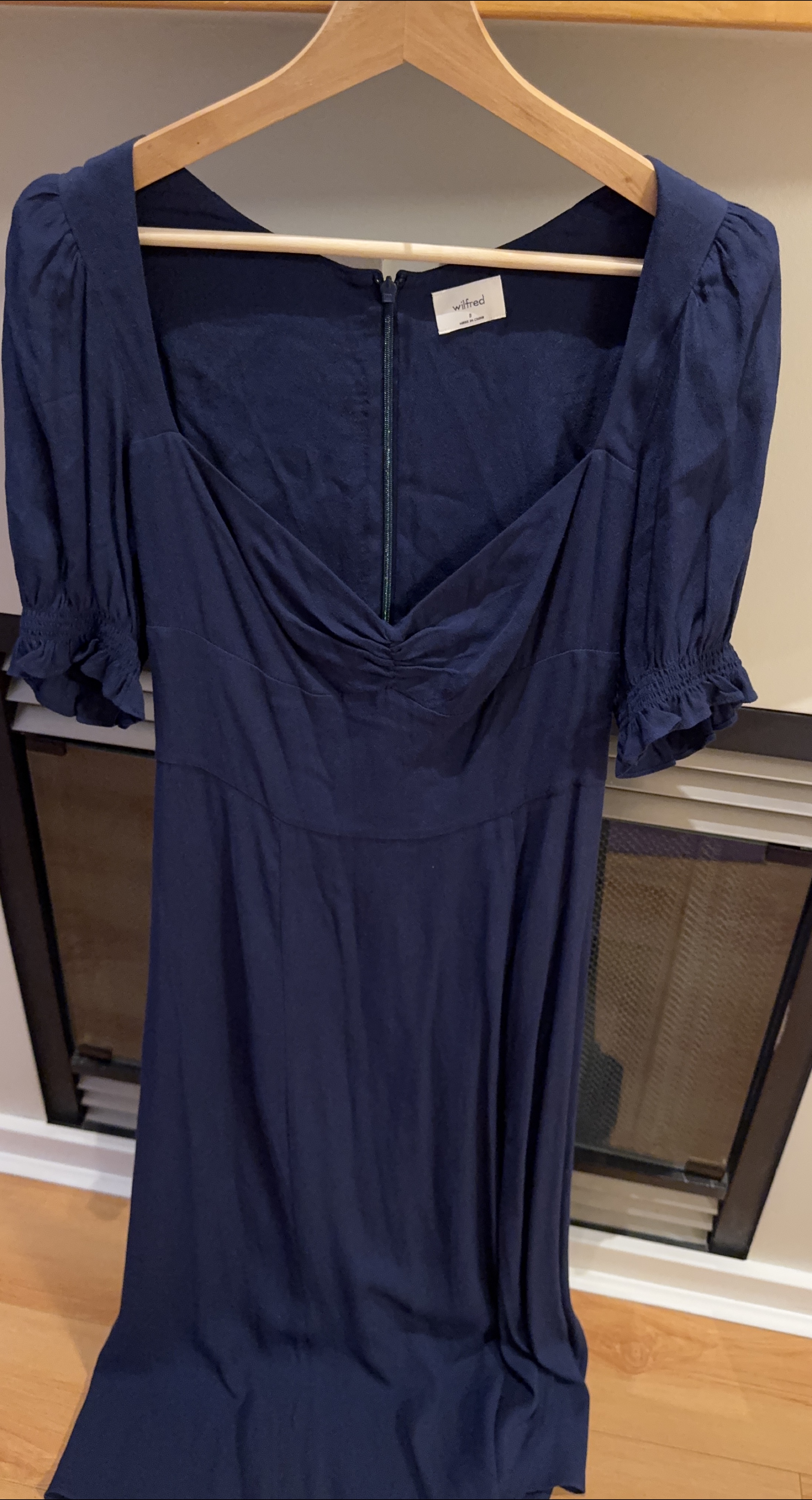 Wilfred Tome Puff Sleeve Midi Dress - Navy, Small thumbnail