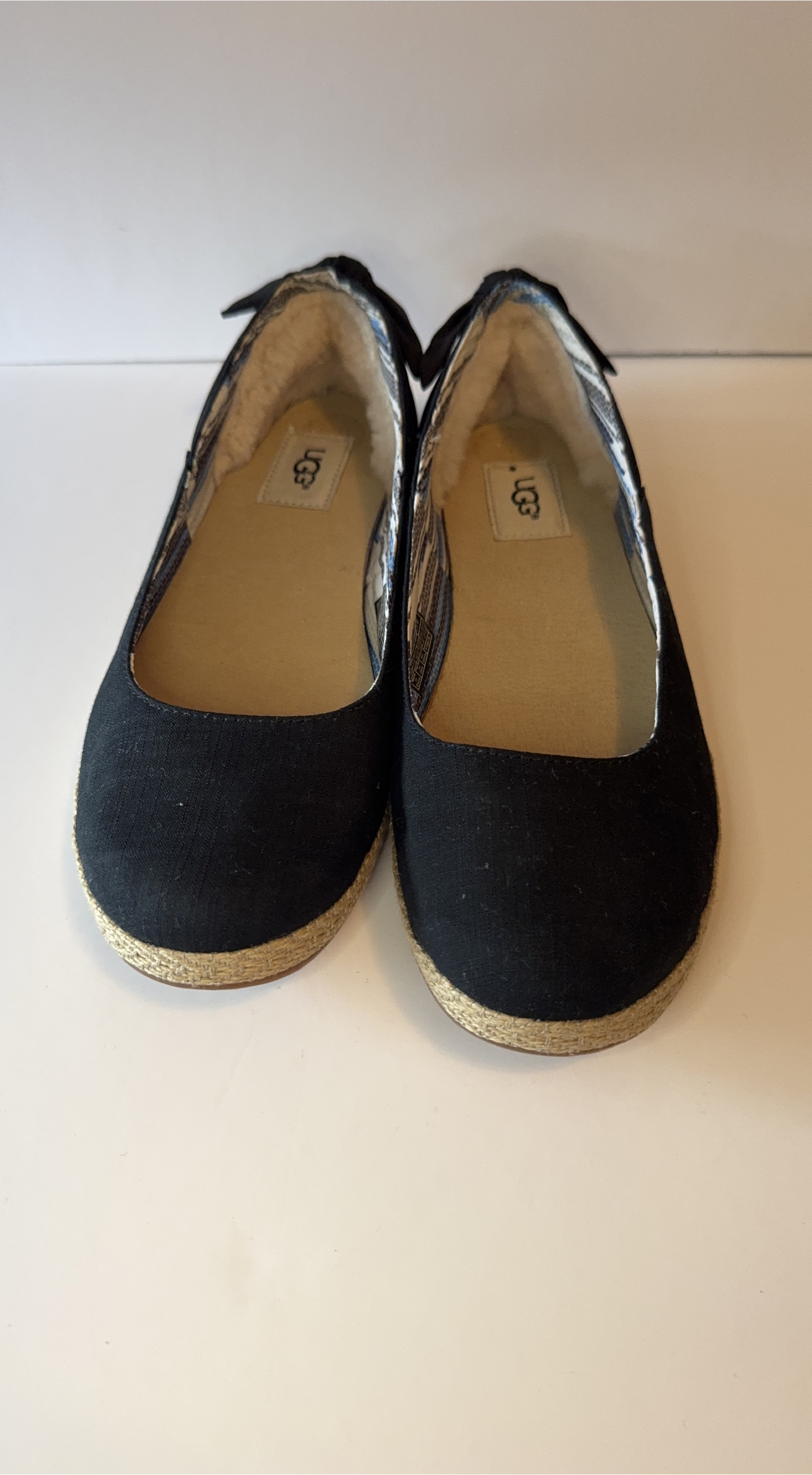 UGG Black Ballet Flats with Espadrille Sole