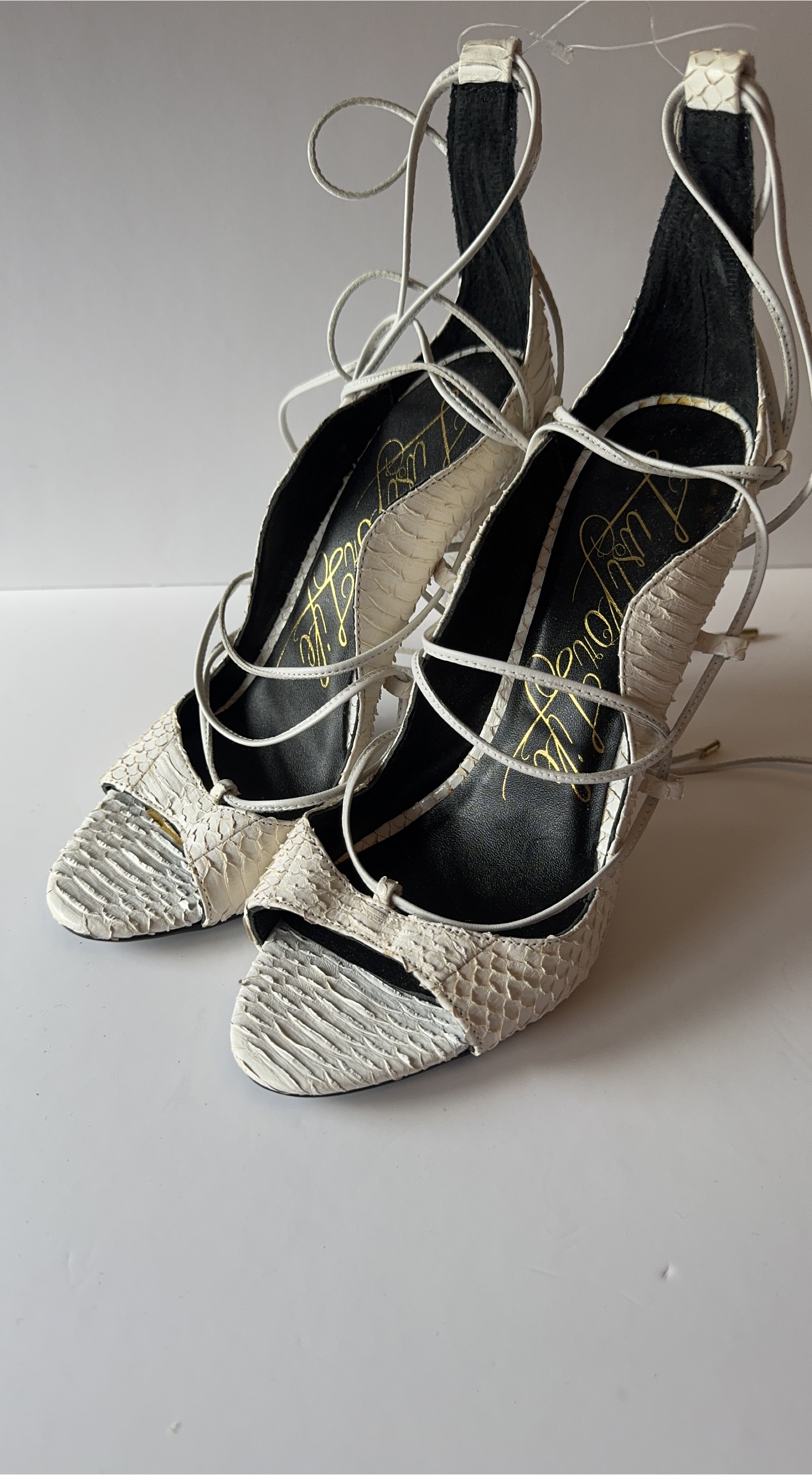 Lux Life White Snakeskin Heels thumbnail