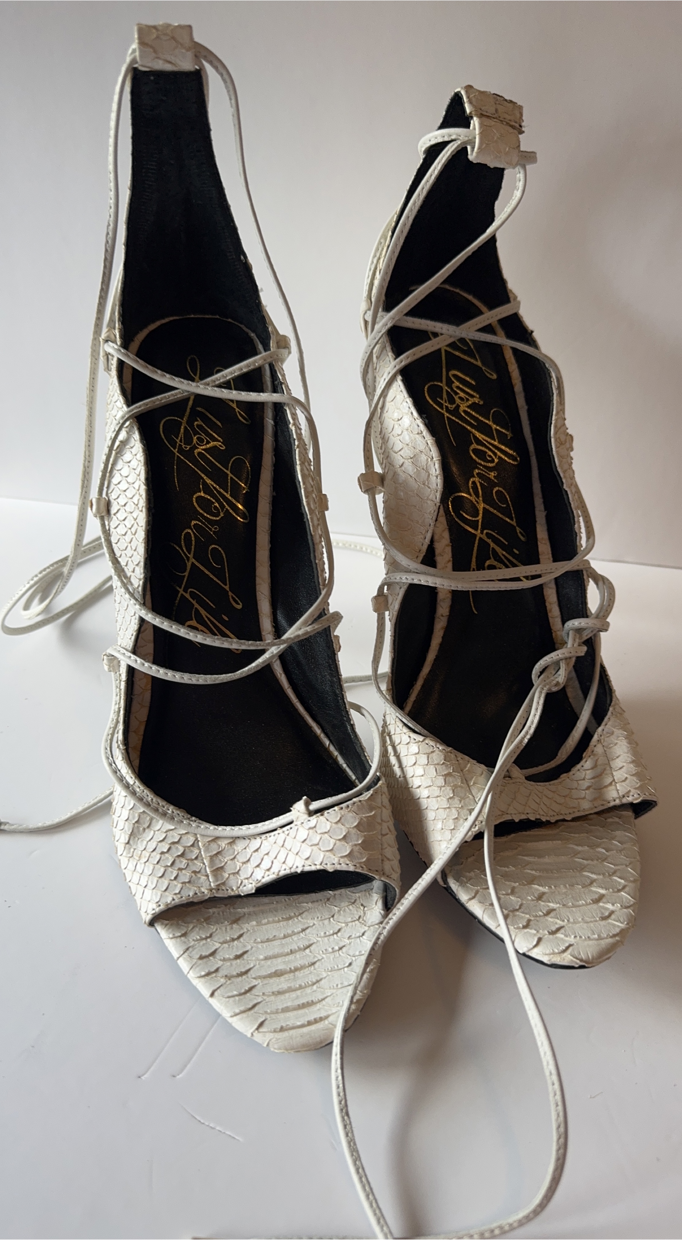 Lust for Life White Snakeskin Heels thumbnail