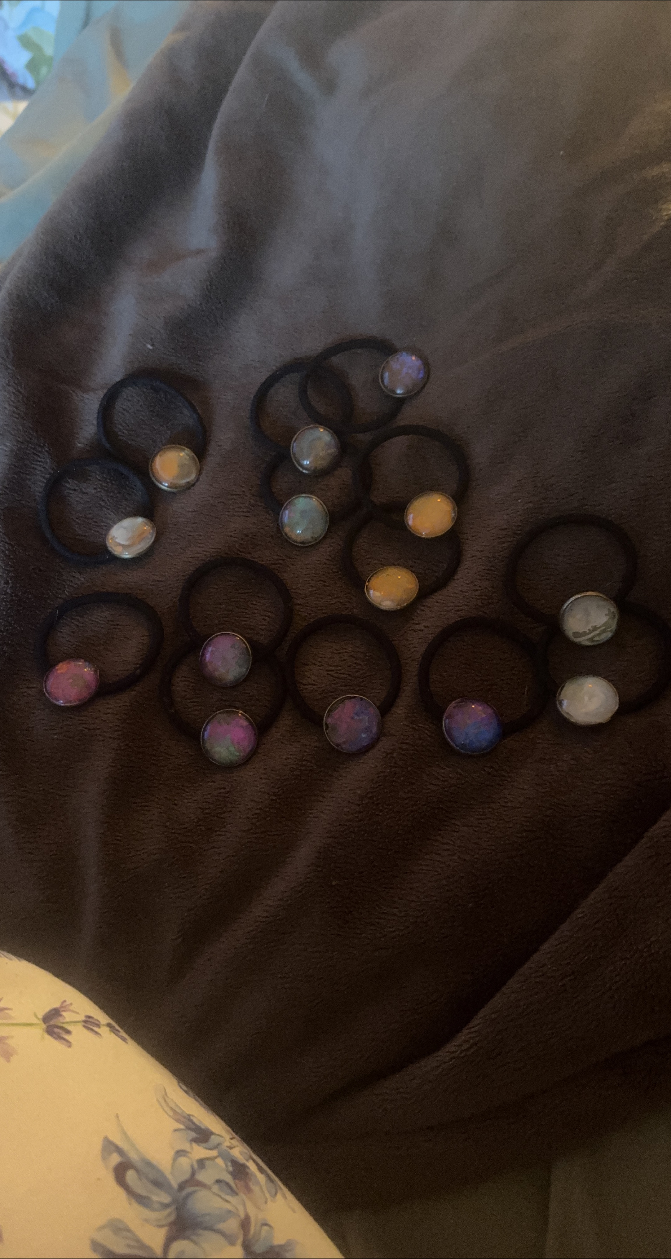 Hair Tie Set with Gemstone Style Beads - Black thumbnail