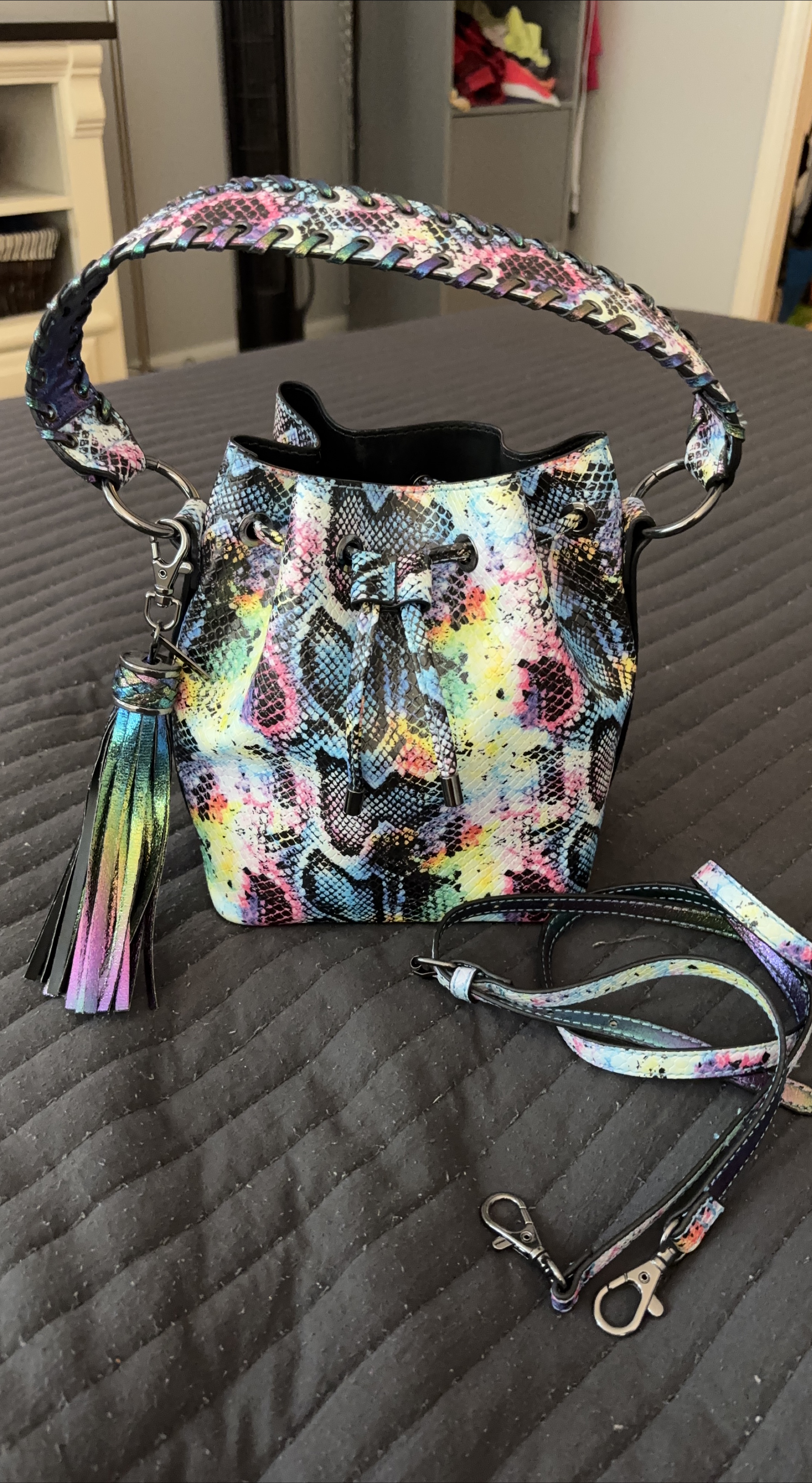 Aldo Snakeskin Print Bucket Bag thumbnail