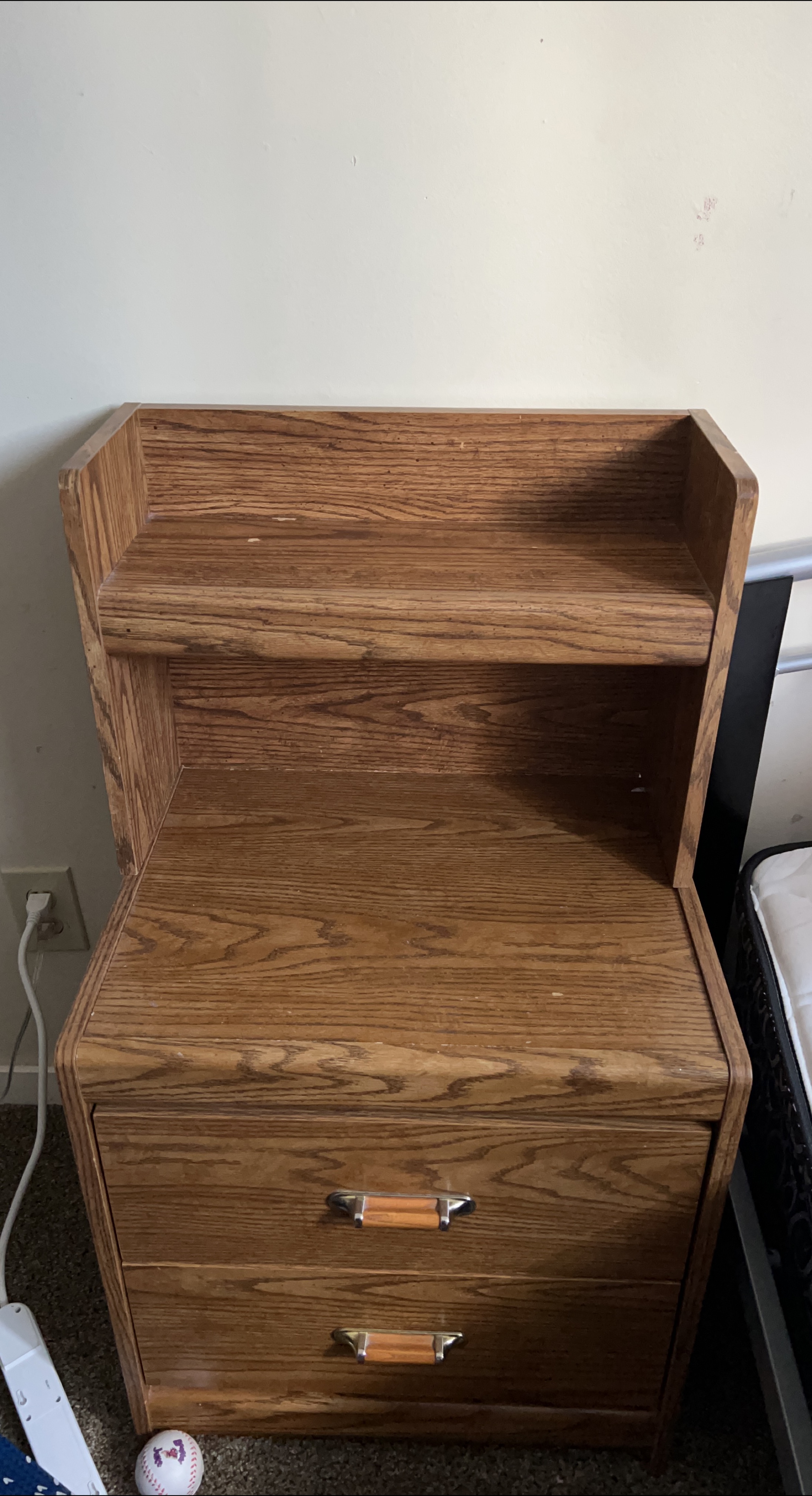 Wooden Nightstand with Shelf - photo 3