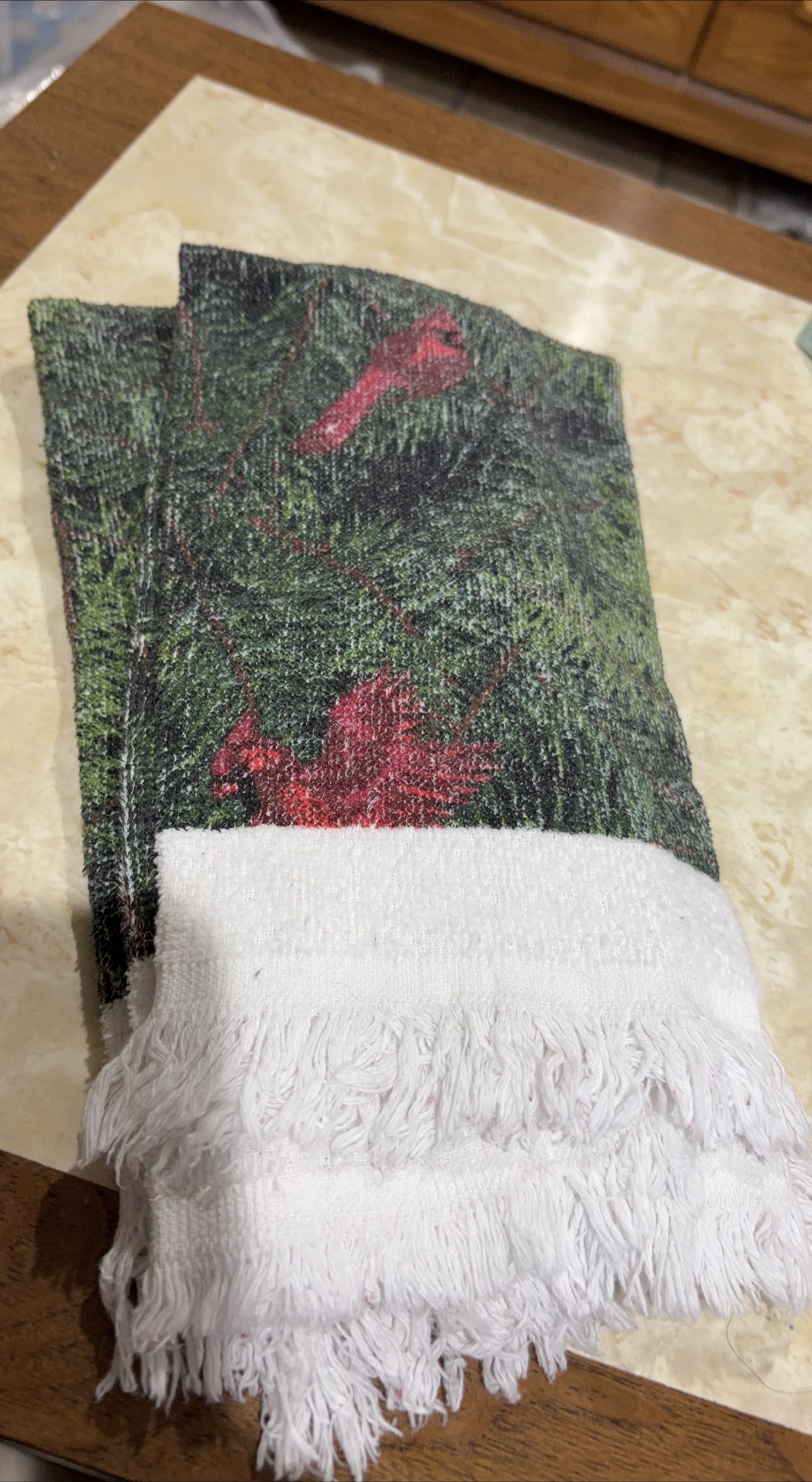 #freecycle Fringed Cardinal Kitchen Towel thumbnail