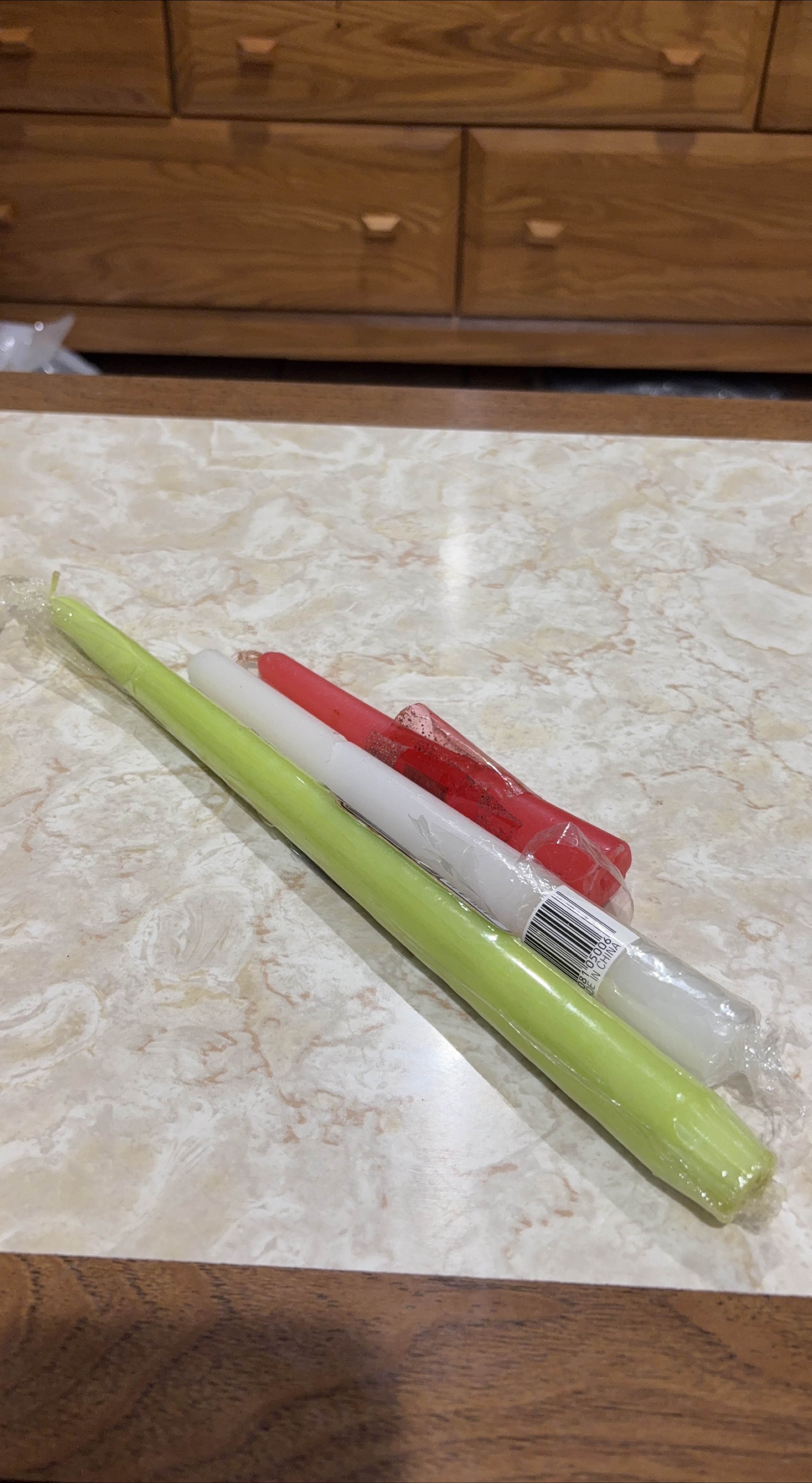 #freecycle Taper Candles - Green, White, Red thumbnail