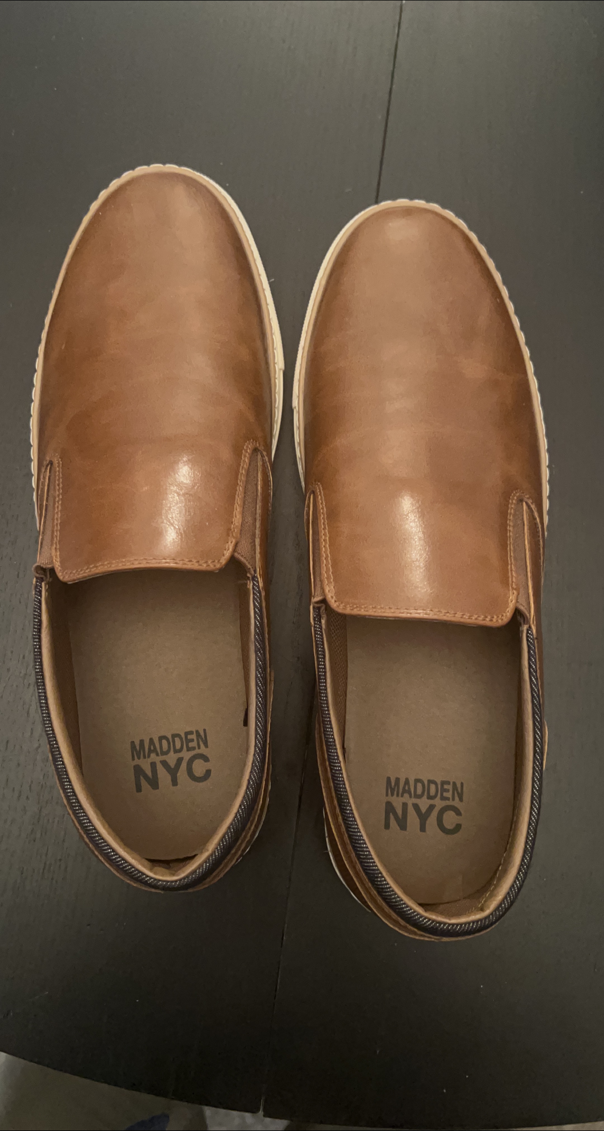 Madden NYC Brown Leather Slip-On Shoes thumbnail