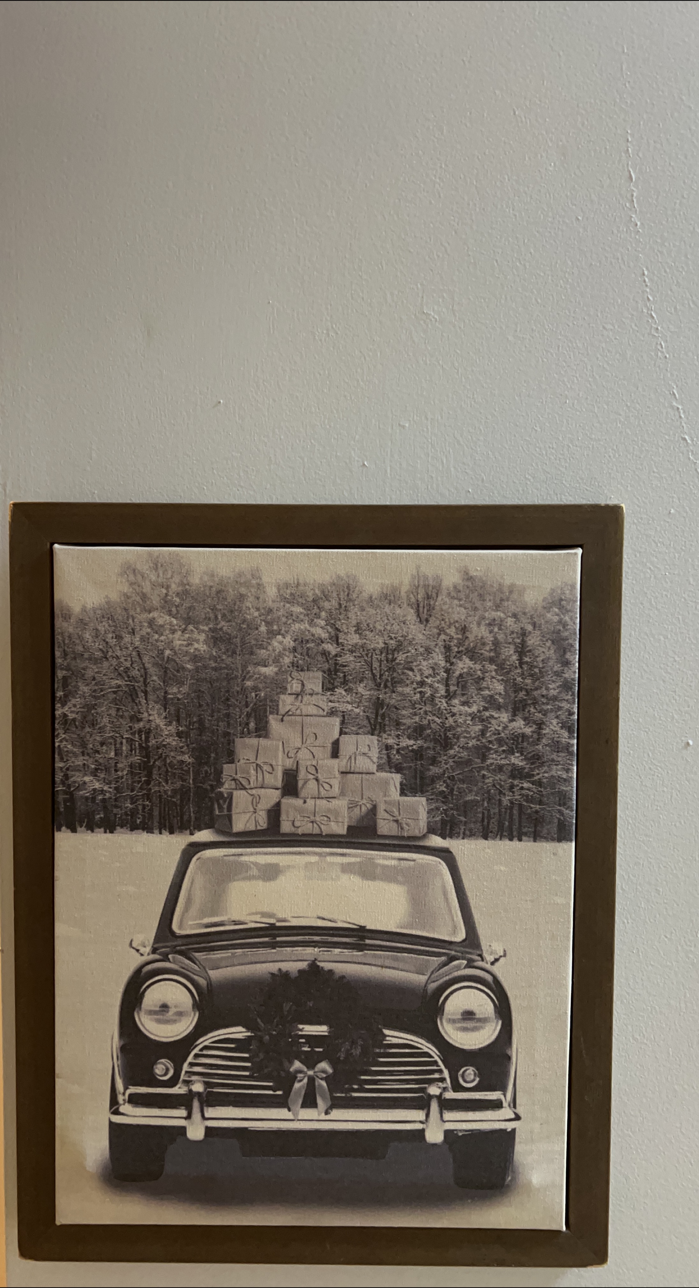 Framed Canvas Print - Mini Cooper with Gifts thumbnail
