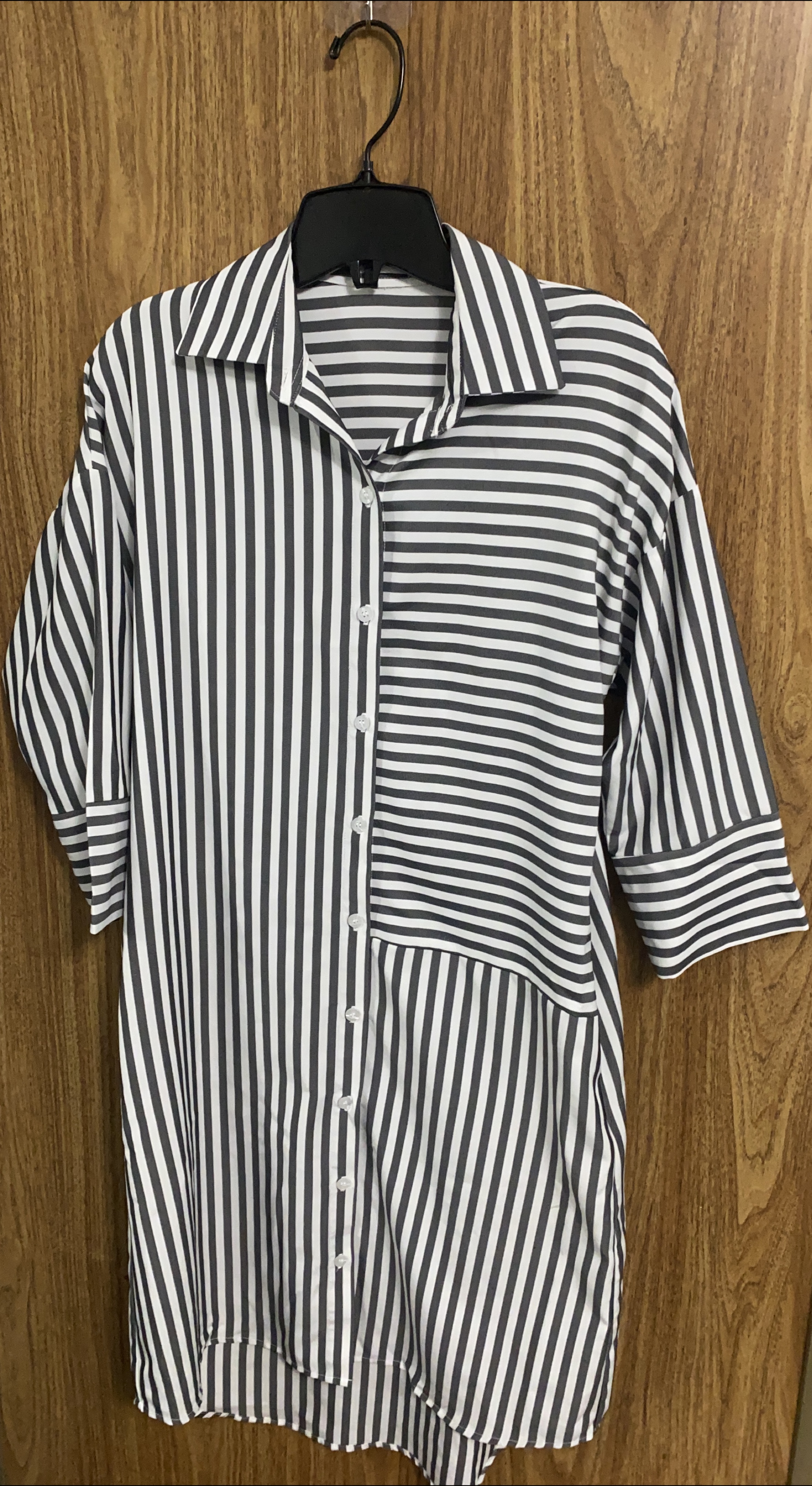 Striped Button-Up Shirt - Black & White thumbnail