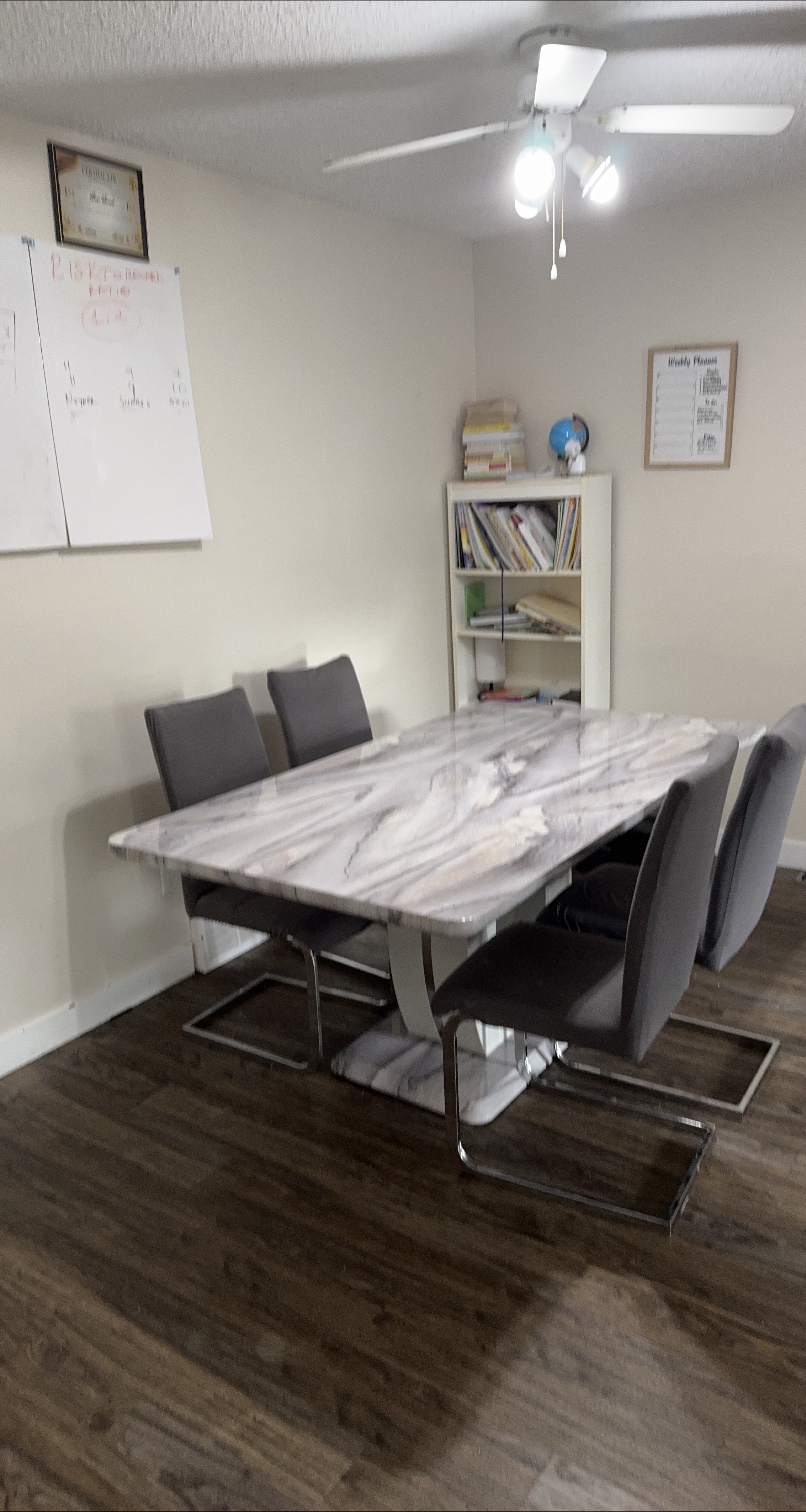 Dining Table with 4 Grey Chairs