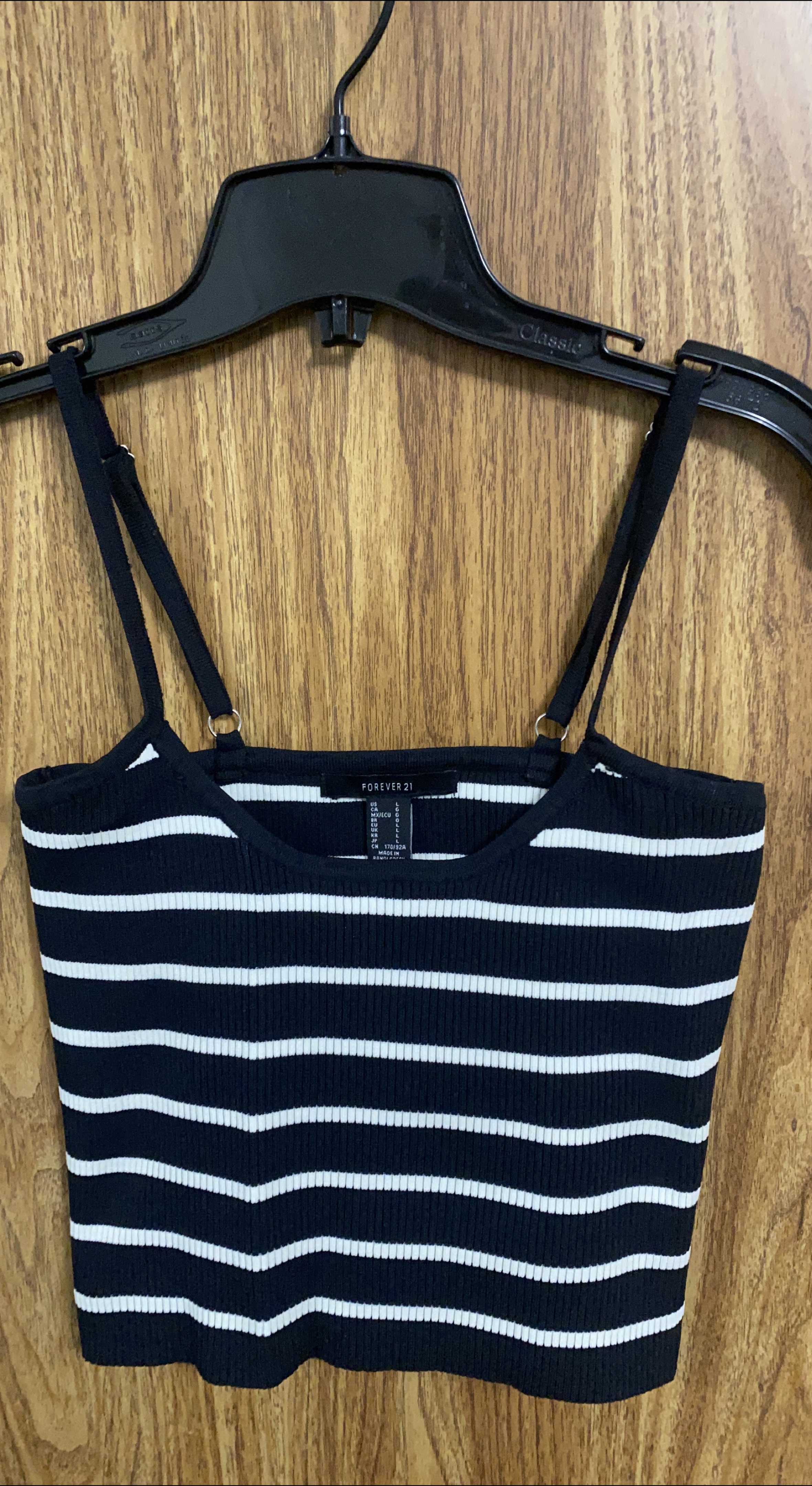 Forever 21 Black & White Striped Tank Top - L thumbnail