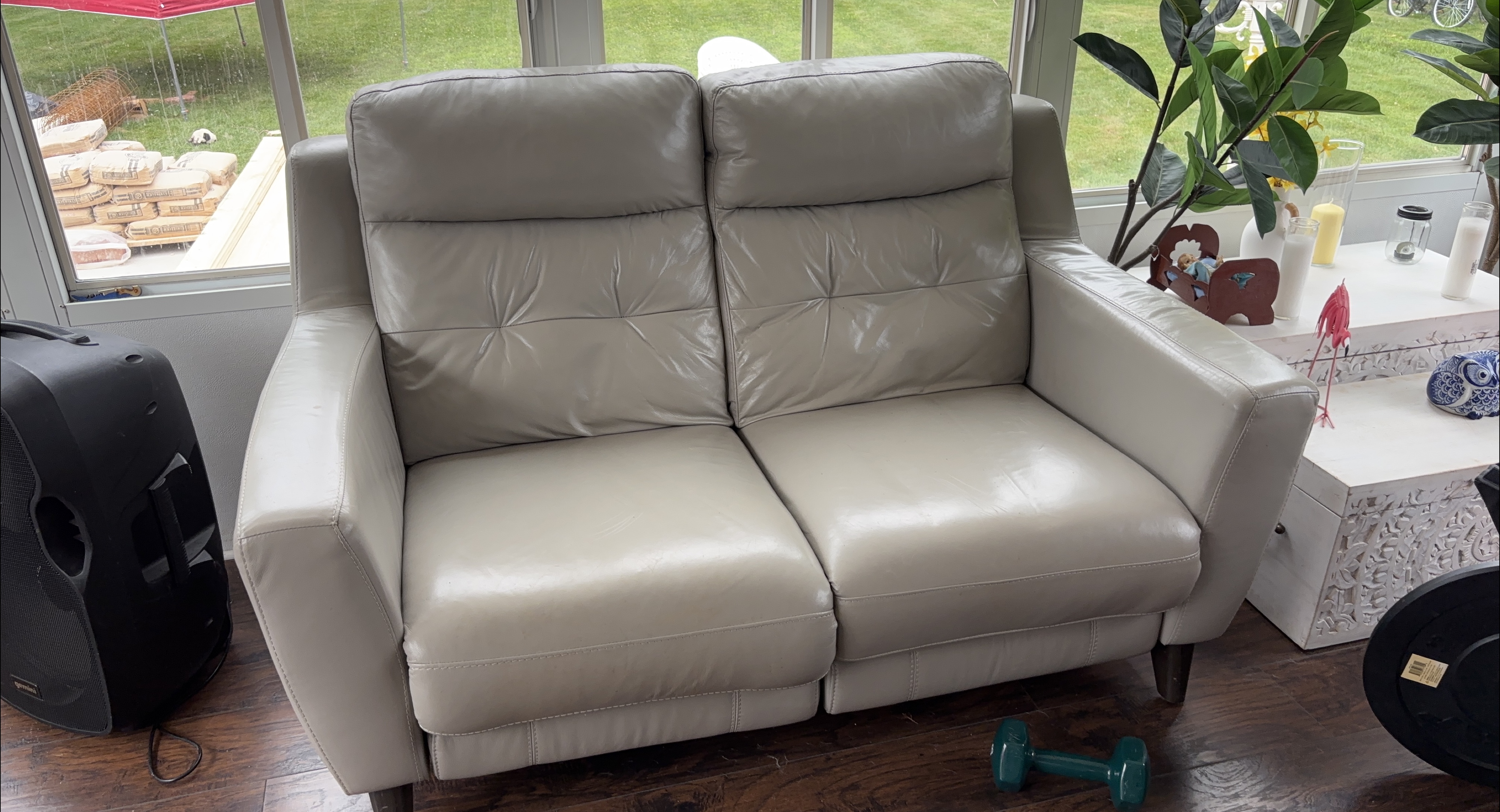 Leather Loveseat - Beige thumbnail
