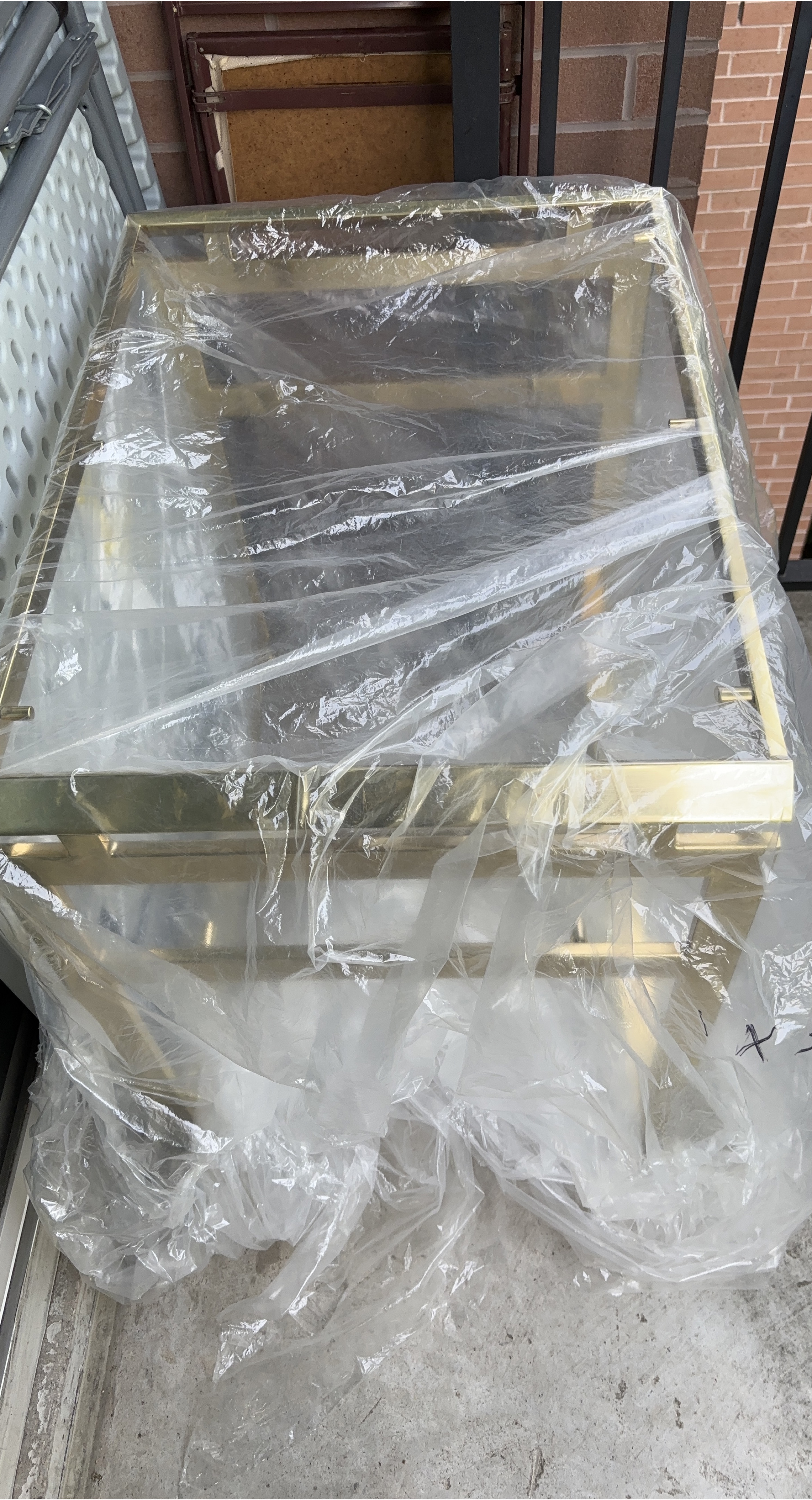 URGENT NEEDS TO GO : Gold Bar Cart with glass top thumbnail