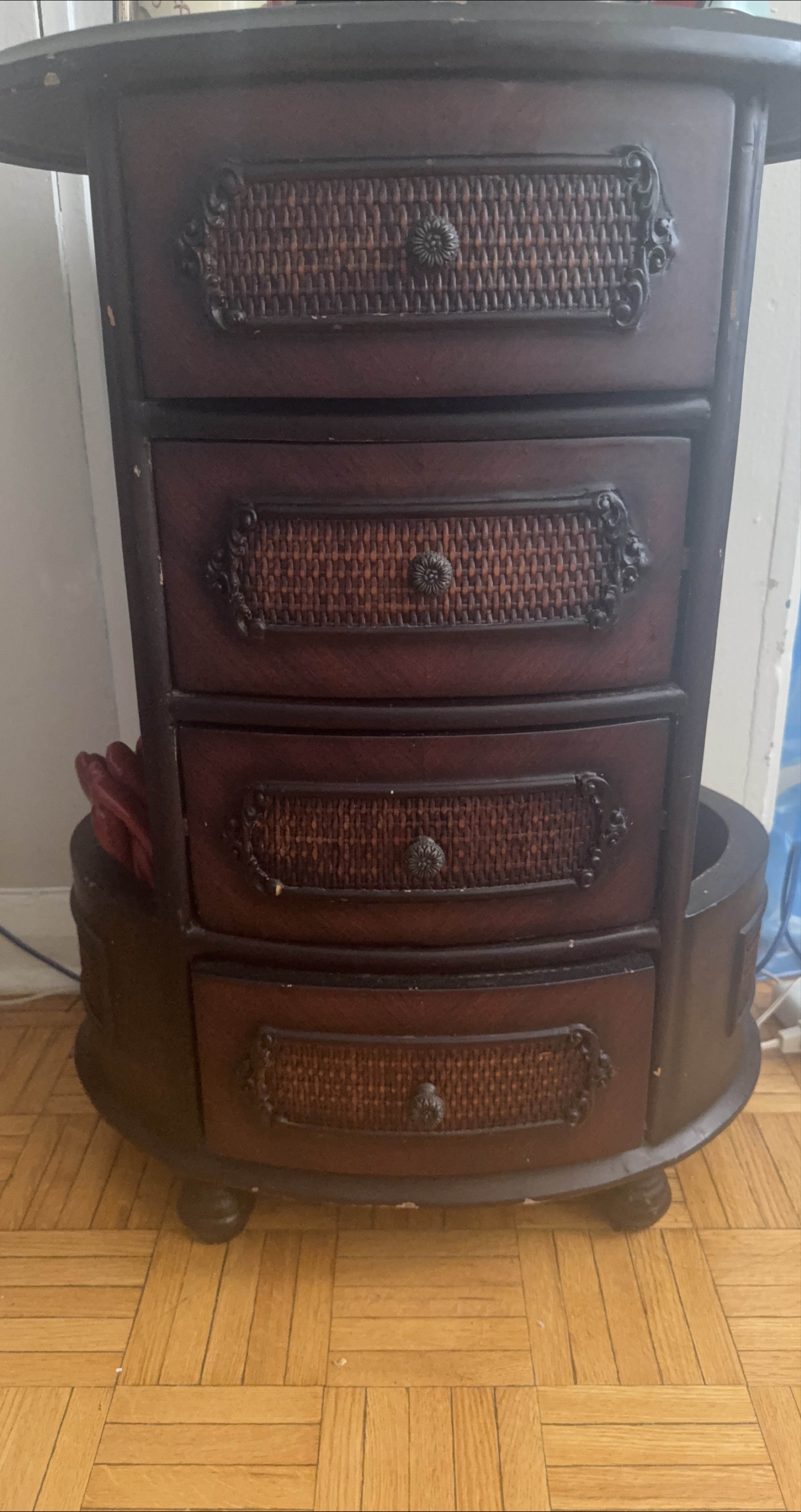 Brown Wooden Accent Table with Drawers thumbnail
