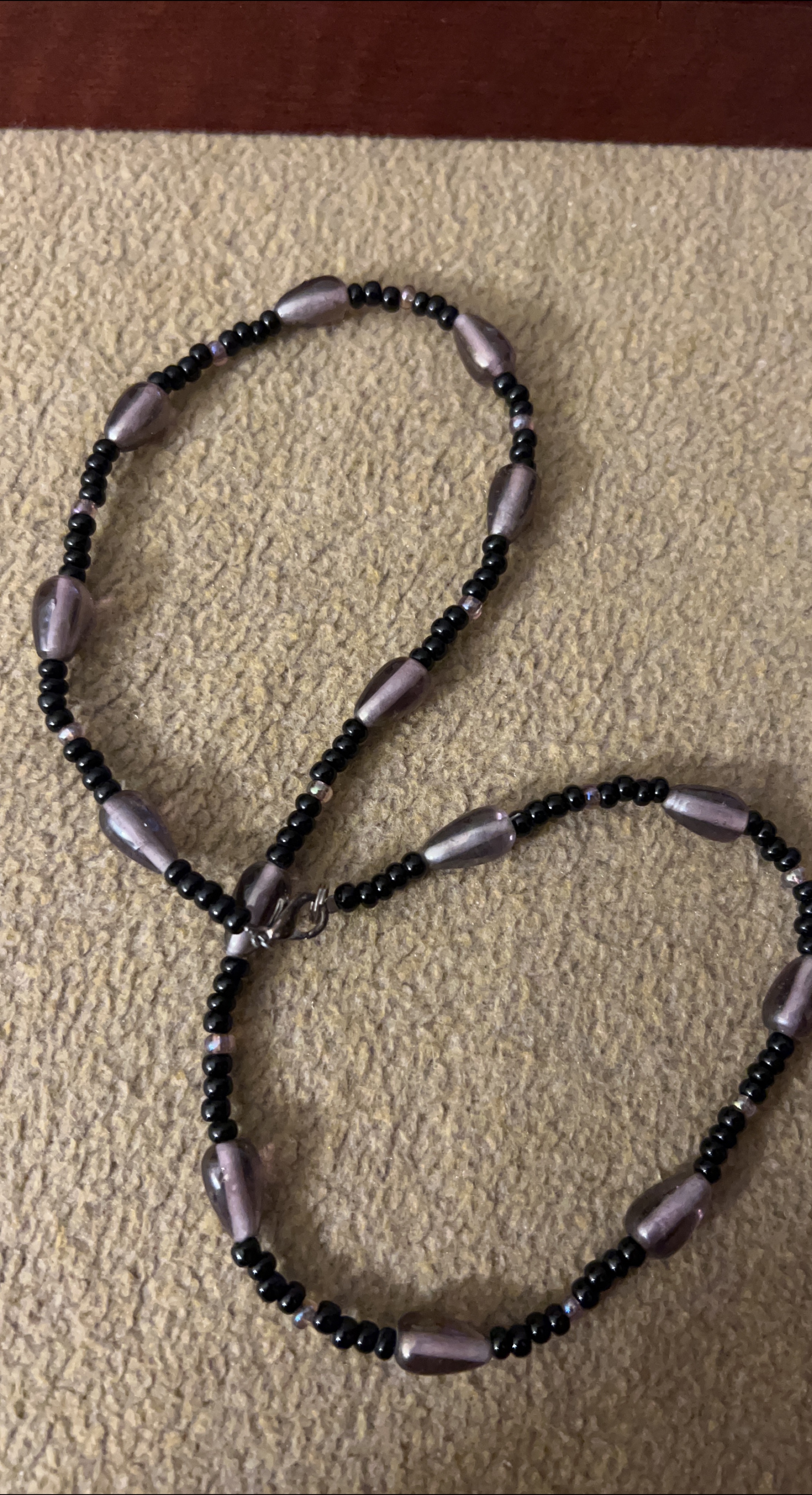 Beaded Necklace - Black & Purple thumbnail