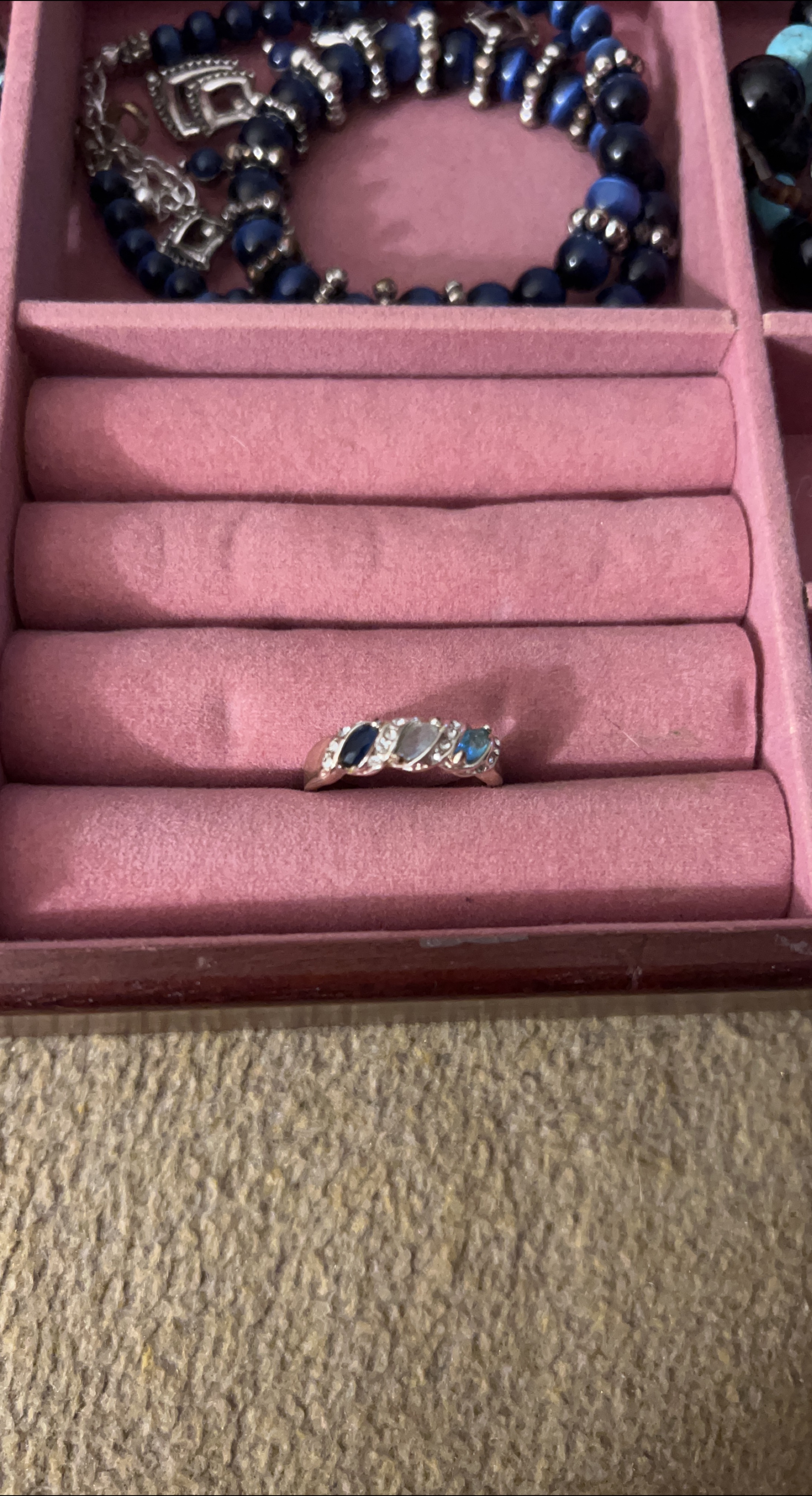Ring with Blue and White Stones thumbnail