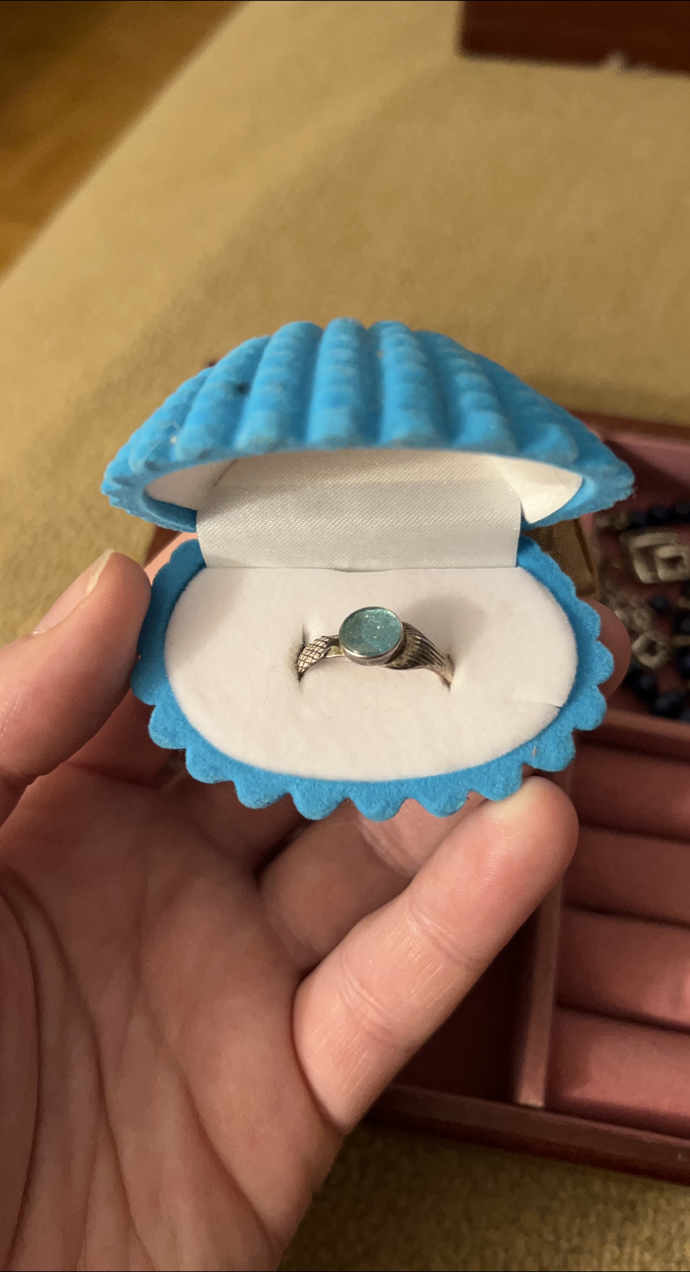 Silver mermaid with Blue Stone ring thumbnail