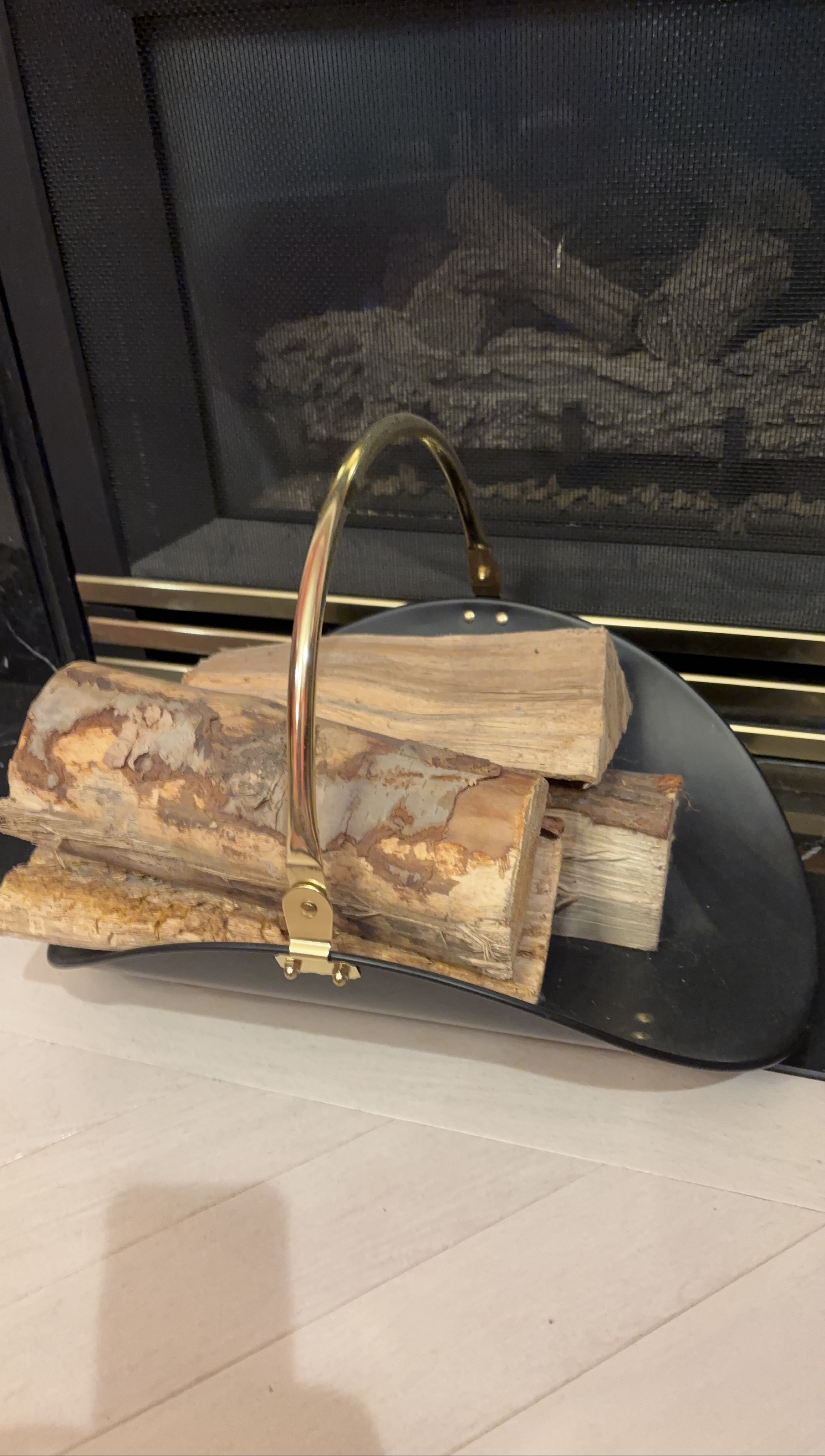 Fireplace Log Holder with Brass Handle