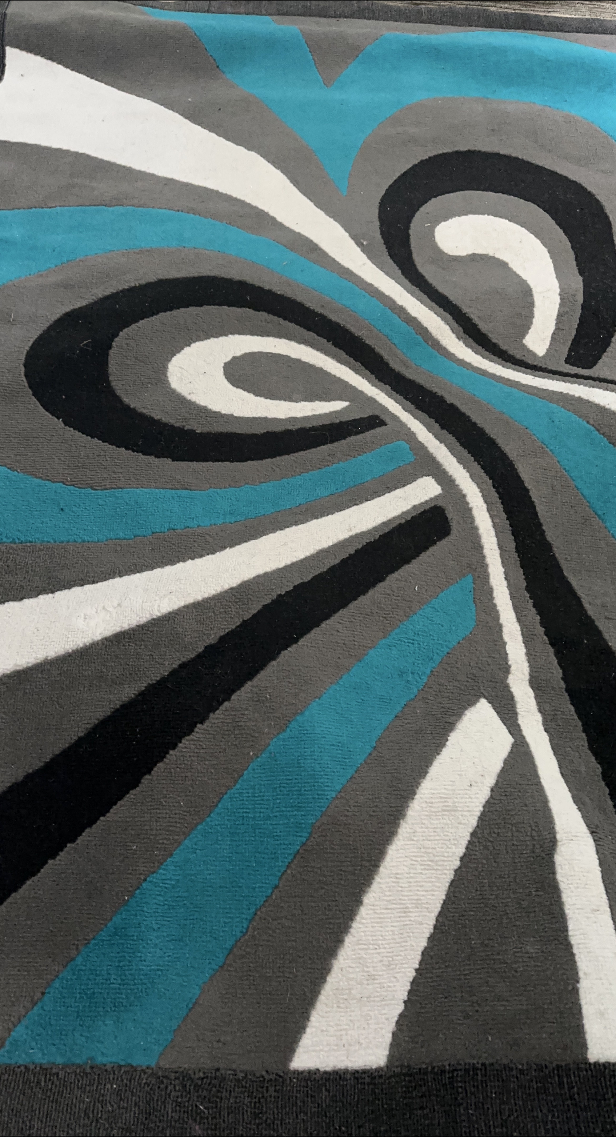 Modern Area Rug - Black, Grey, Teal & White thumbnail