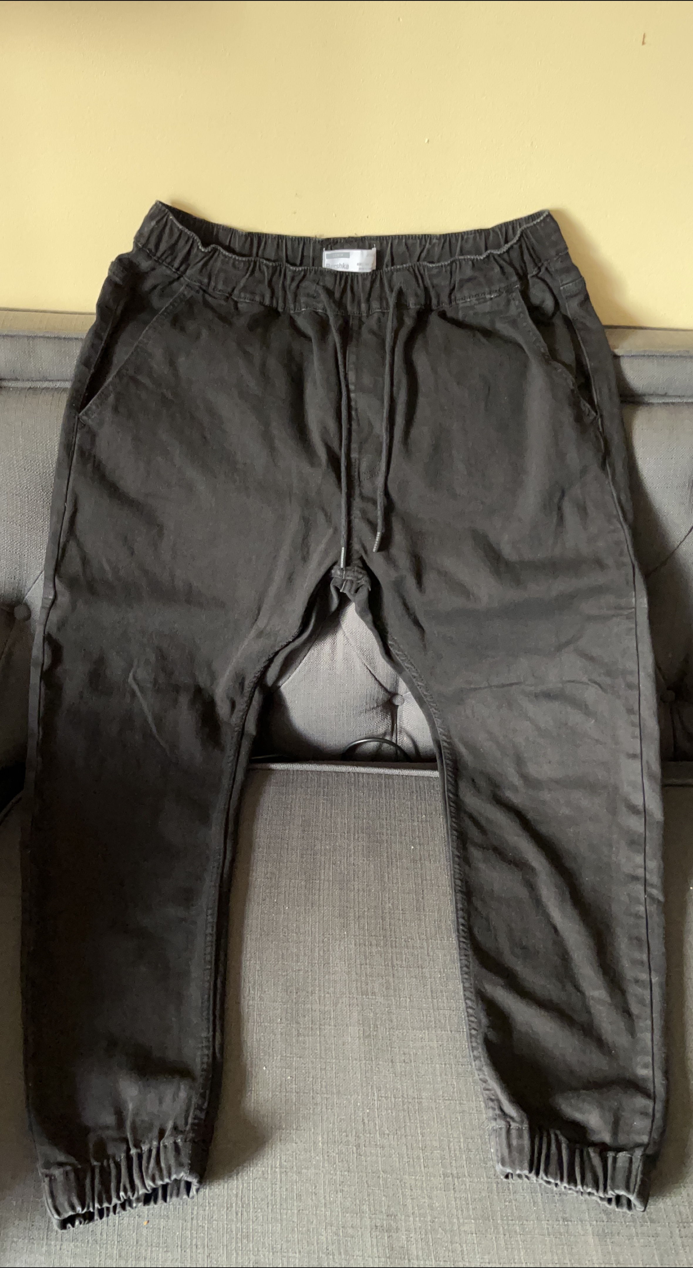 Bershka Black Denim Jogger - Size L thumbnail