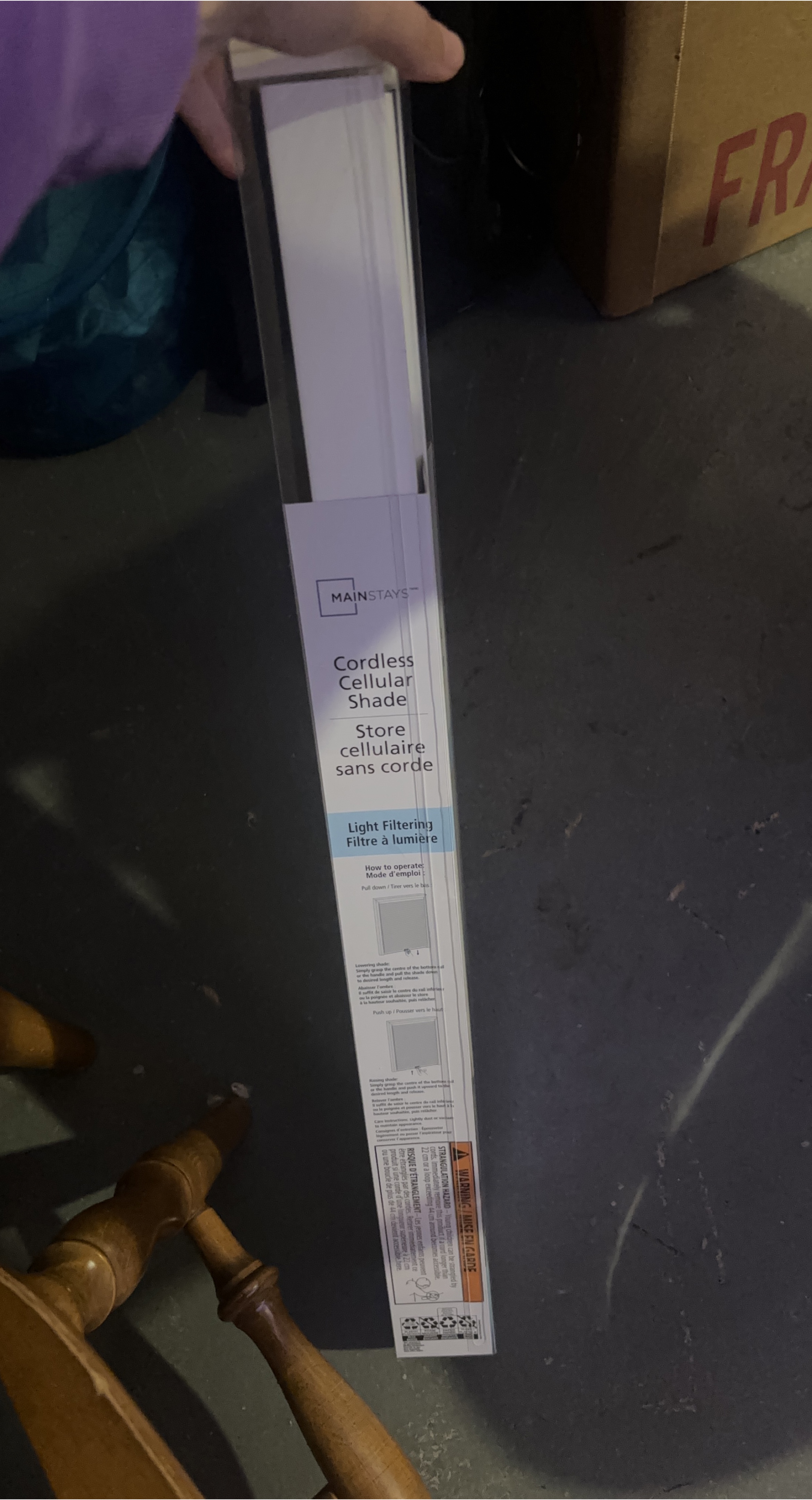 Mainstays Cordless Cellular Shade - 22x64 inches