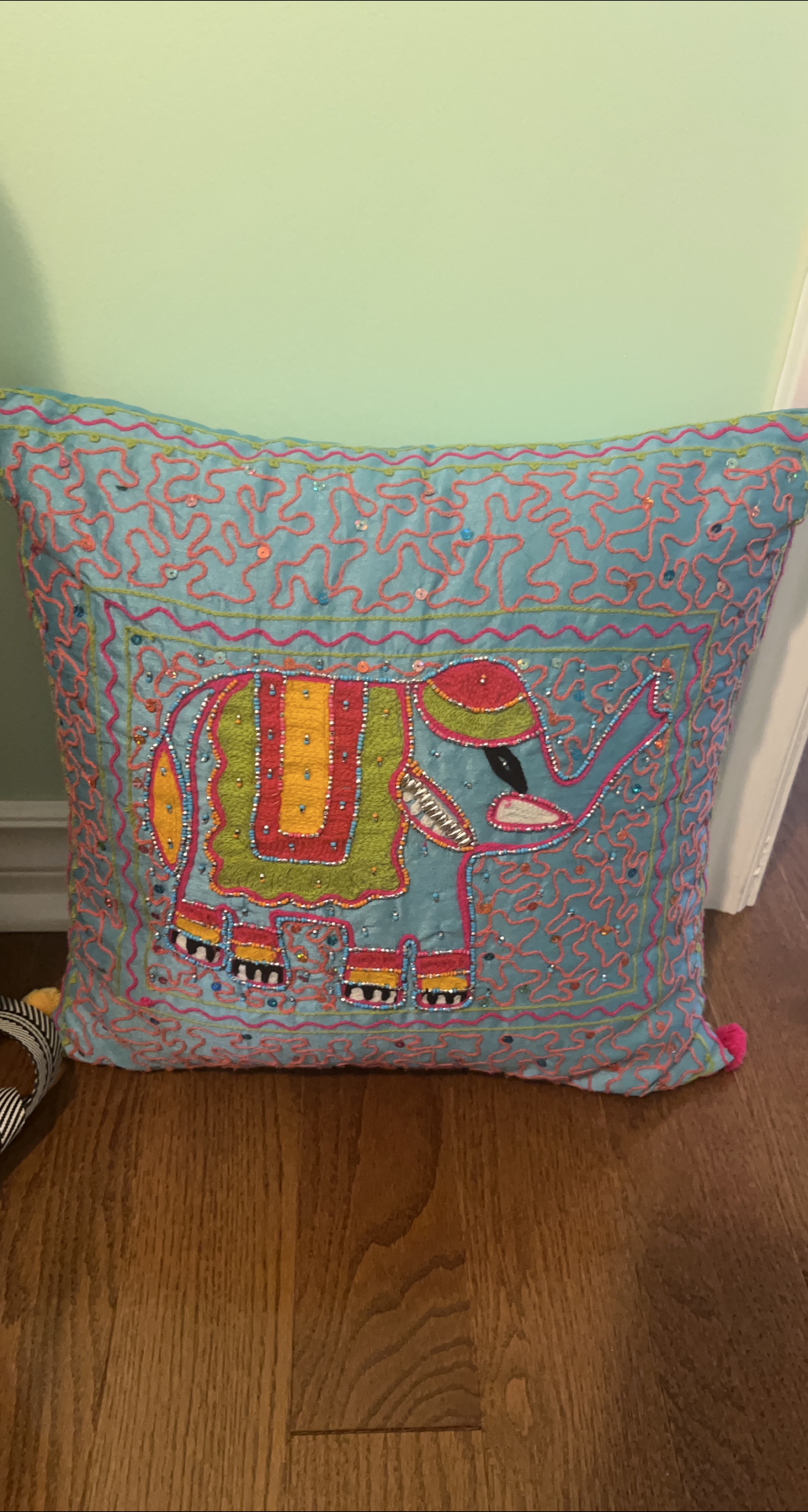 Decorative Blue Elephant Pillow