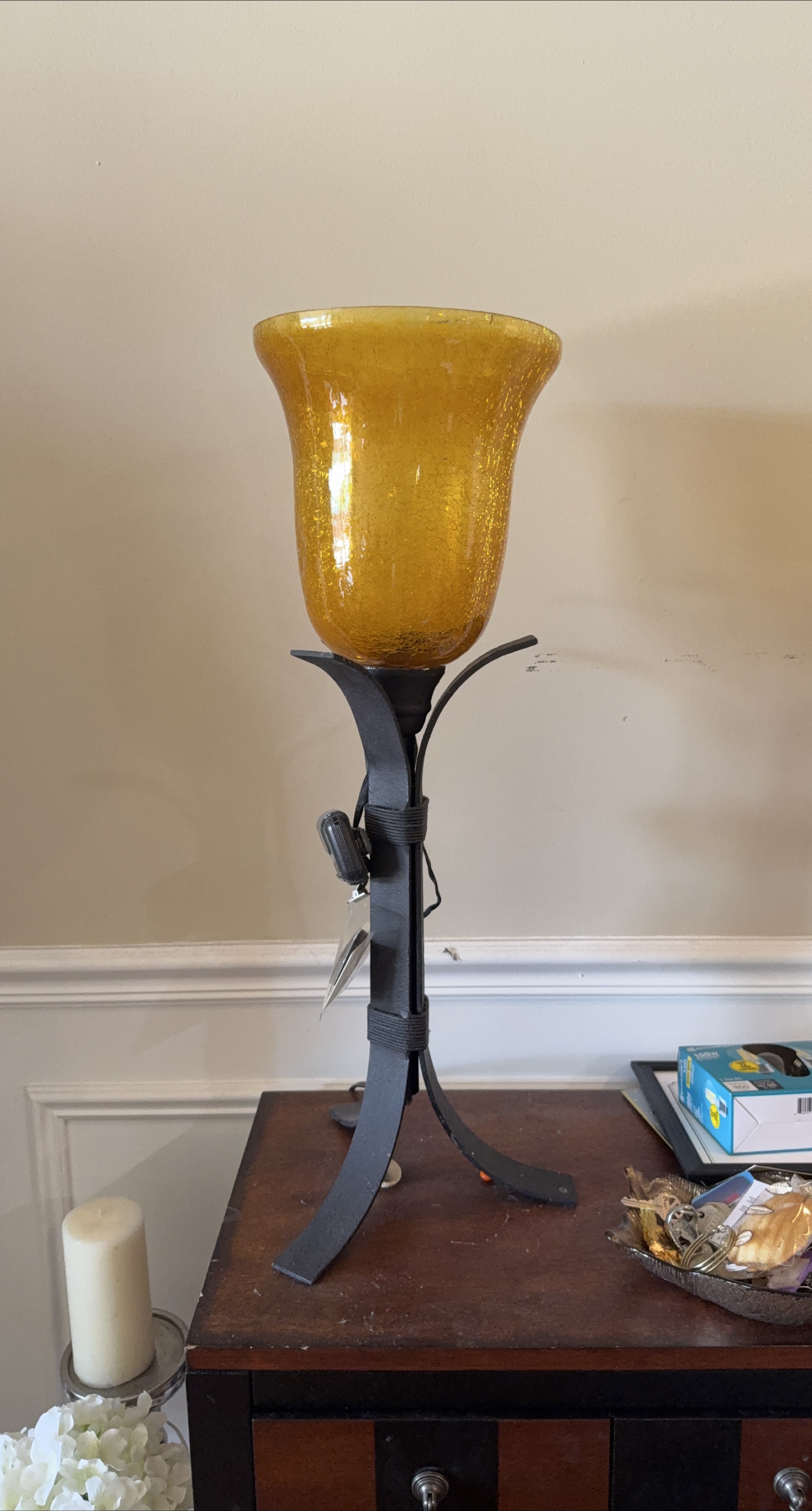 Yellow Glass & Metal Table Lamp thumbnail