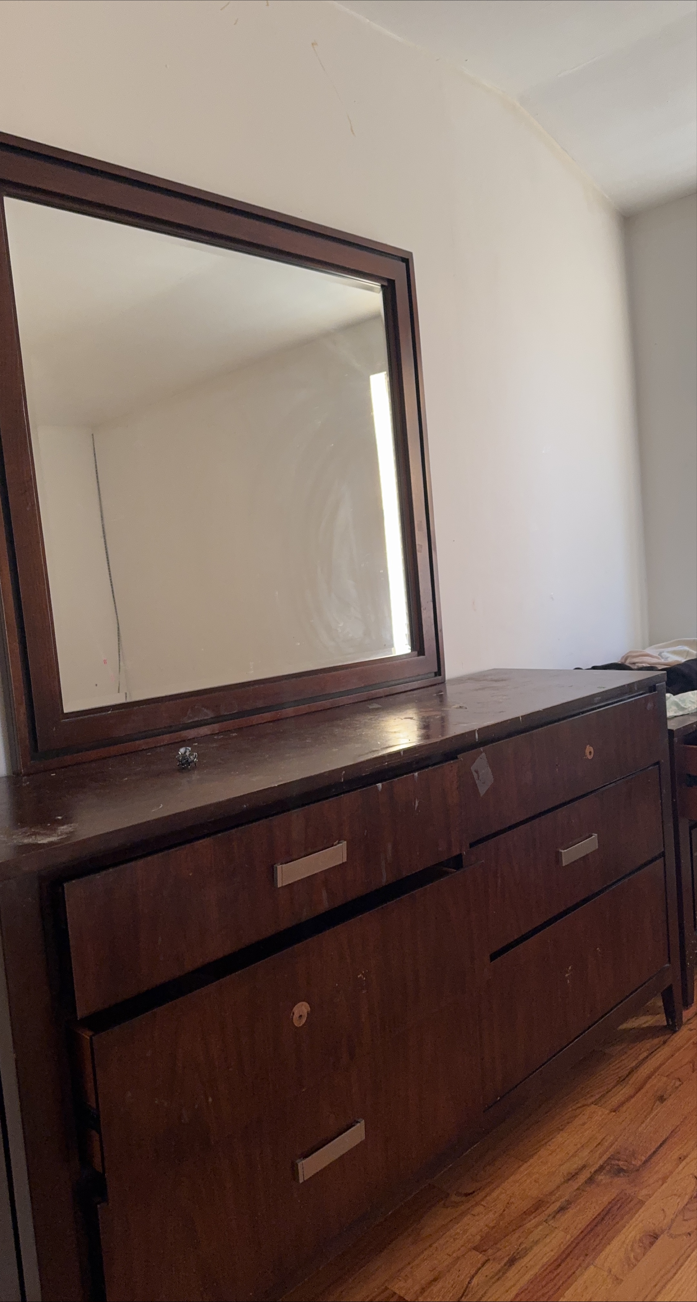 Wooden Dresser with Mirror - Brown thumbnail