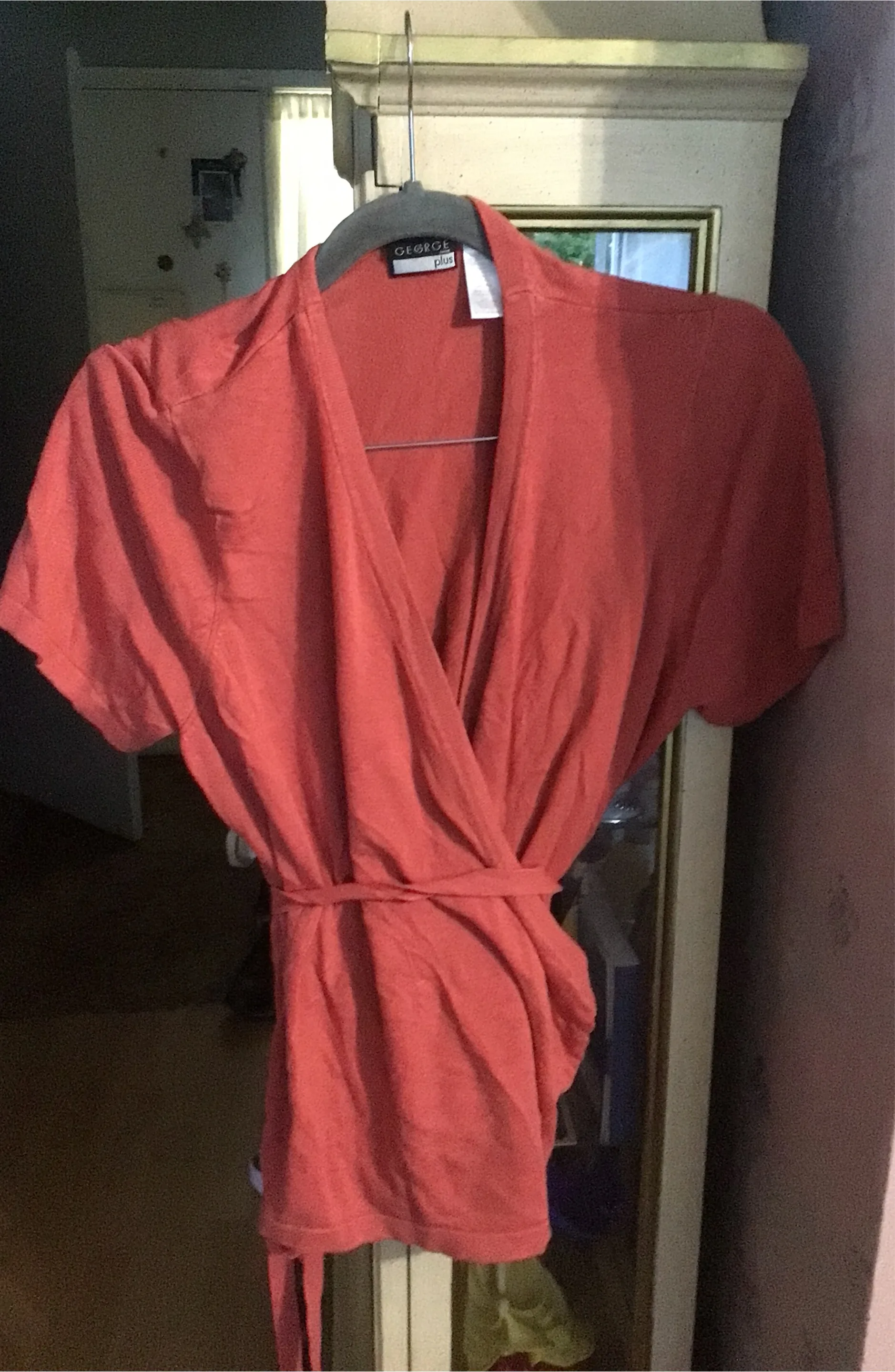 George Plus Size Wrap Top - Coral