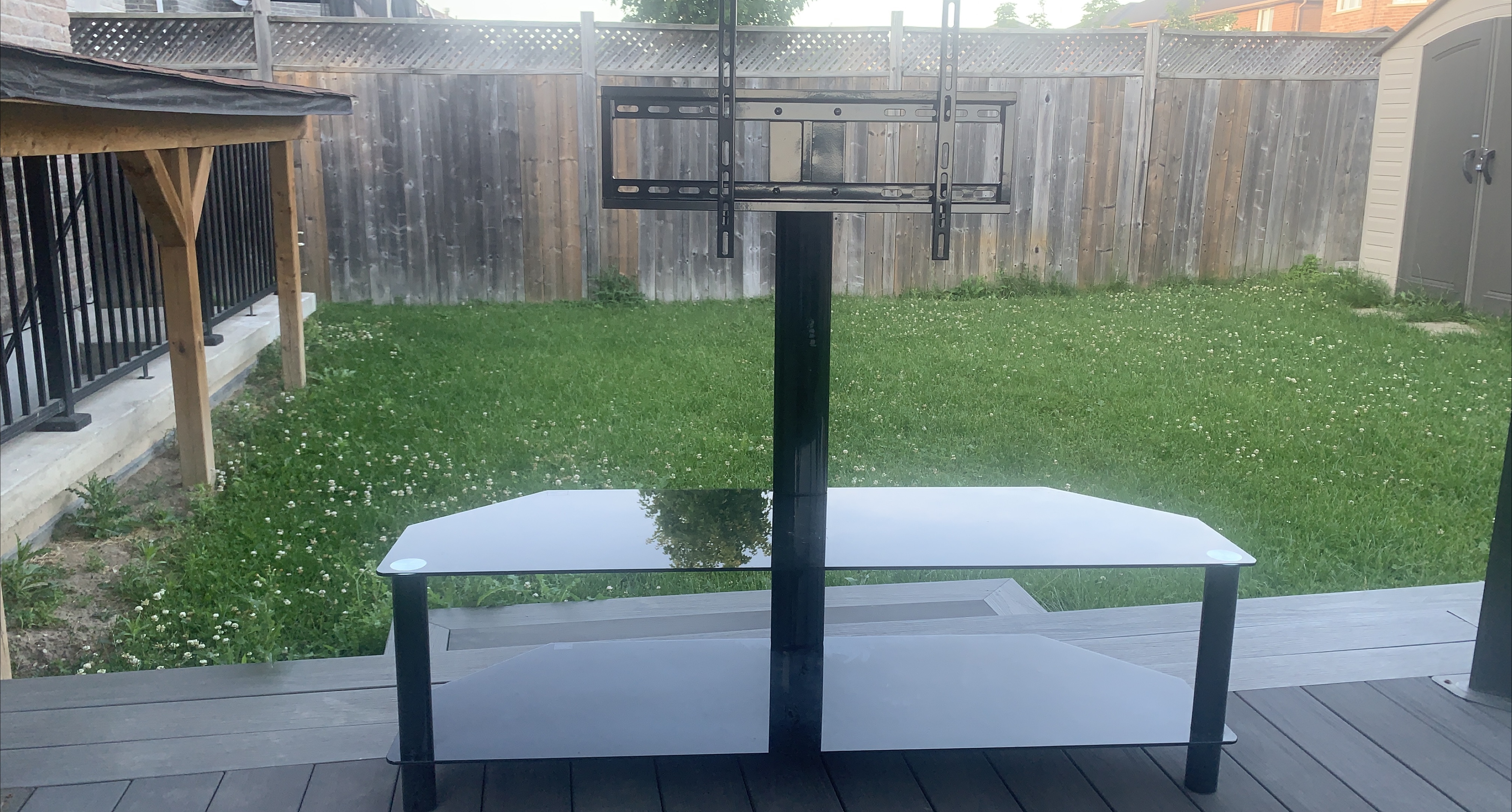 Black Glass TV Stand with Mount