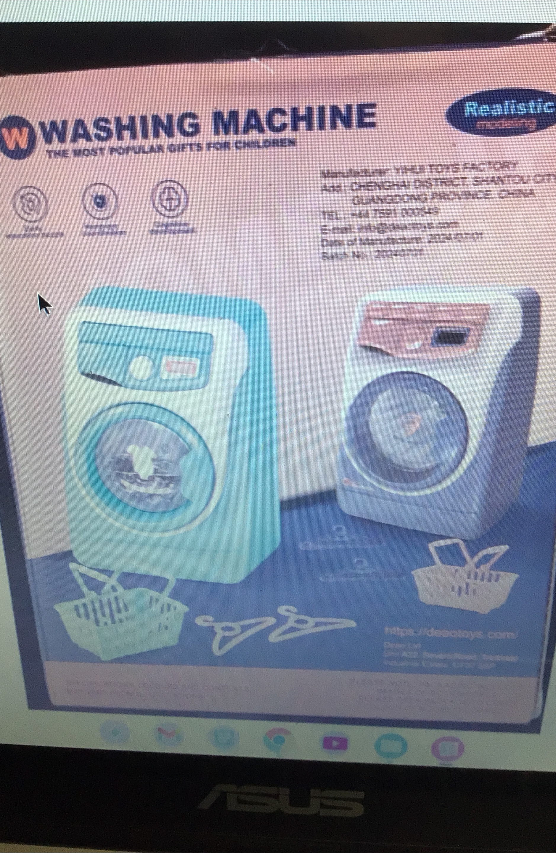 Realistic washing machine, mini home pretend play toy
