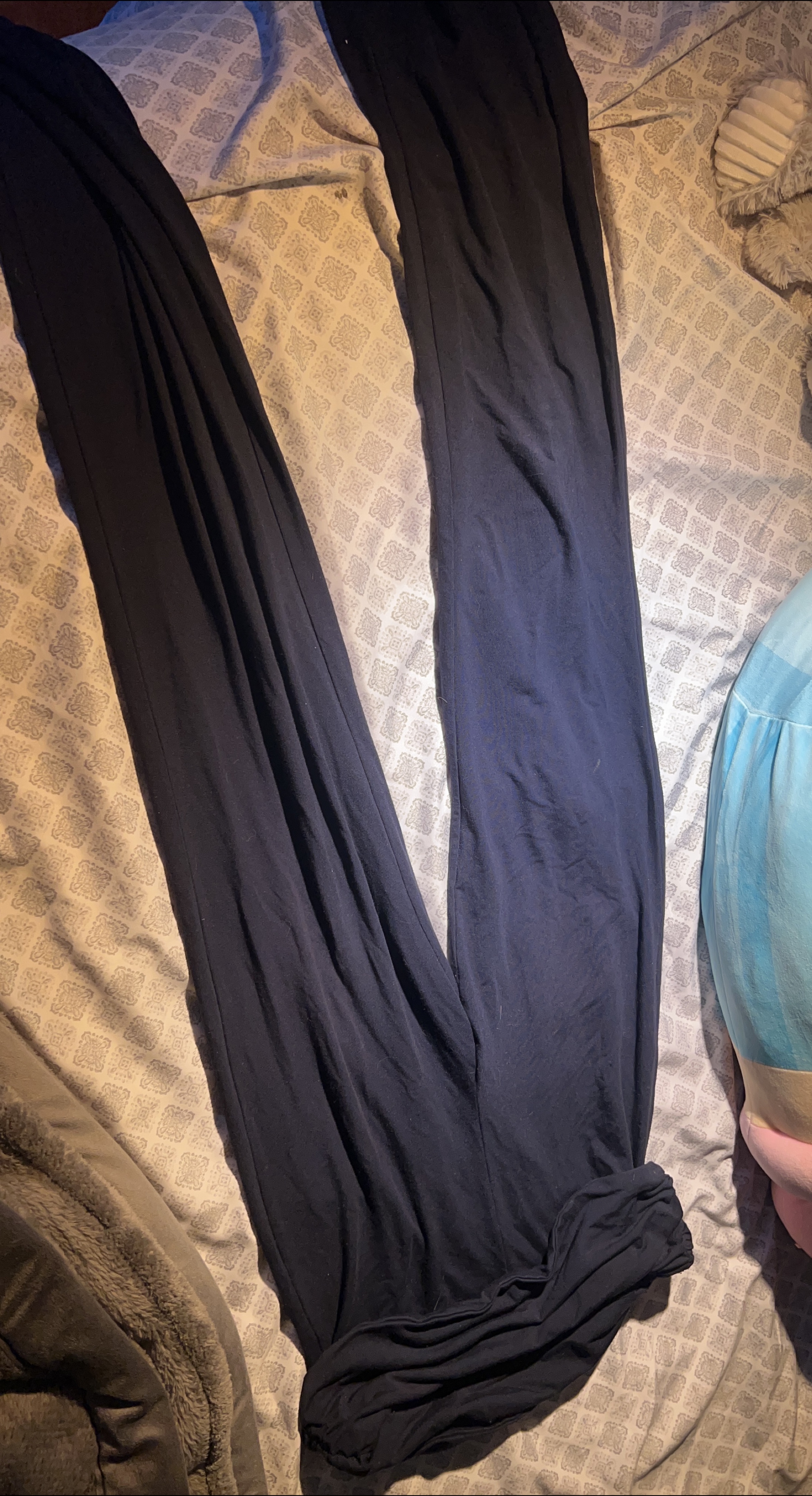 Garage navy blue fold over flared leggings thumbnail