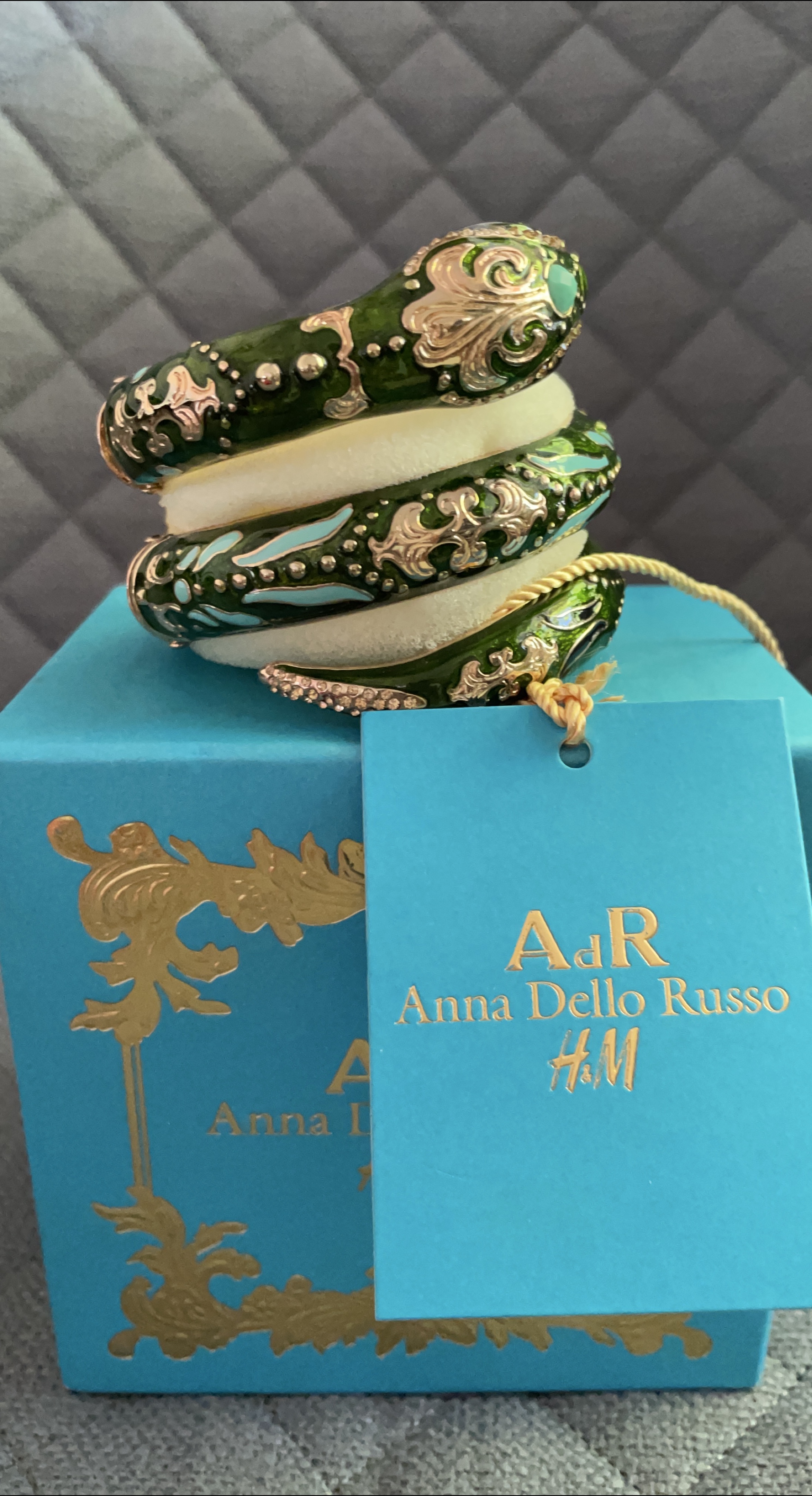 Anna Dello Russo H&M Bangles - Green & Gold thumbnail